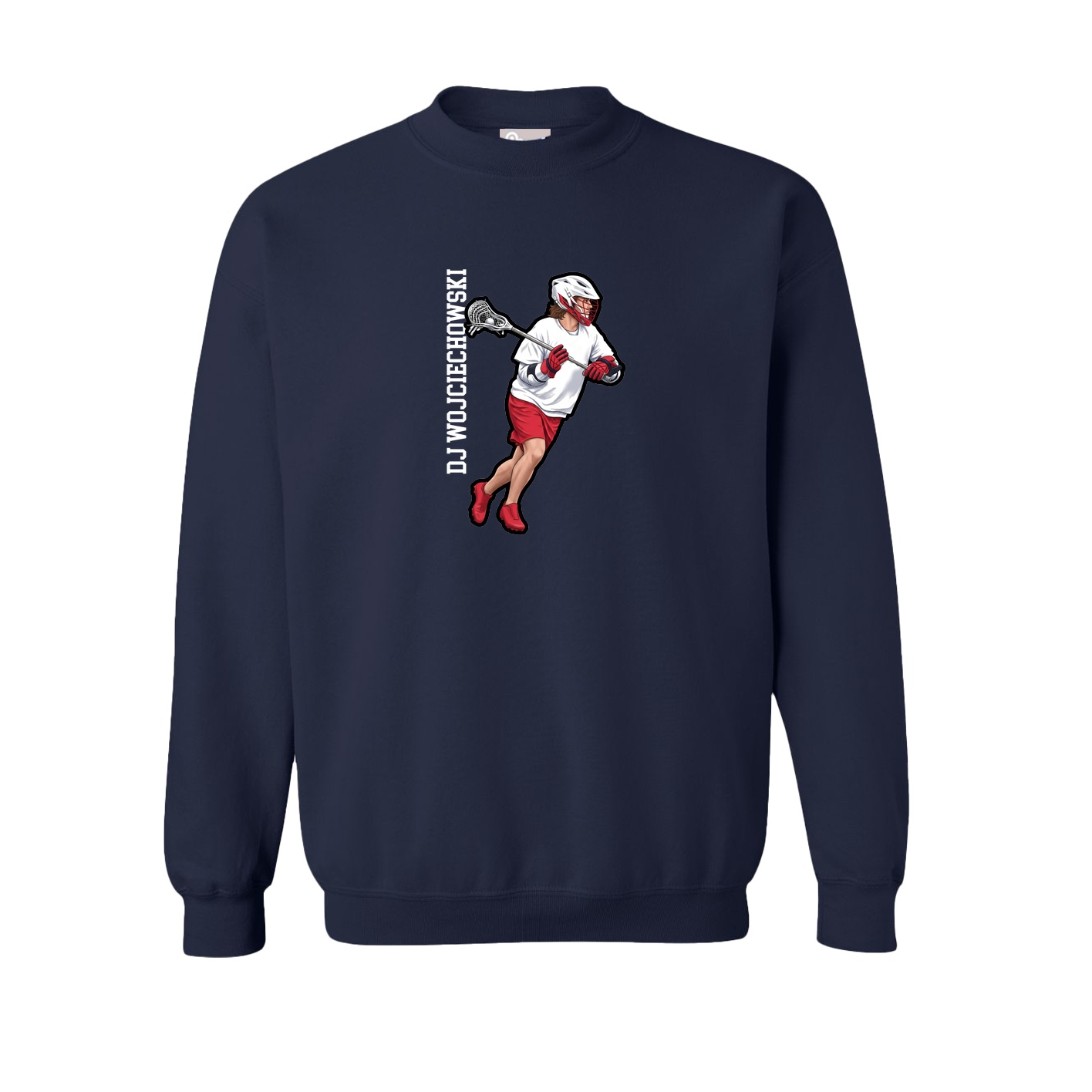 Fleece Crew — Name Vertical in Navy