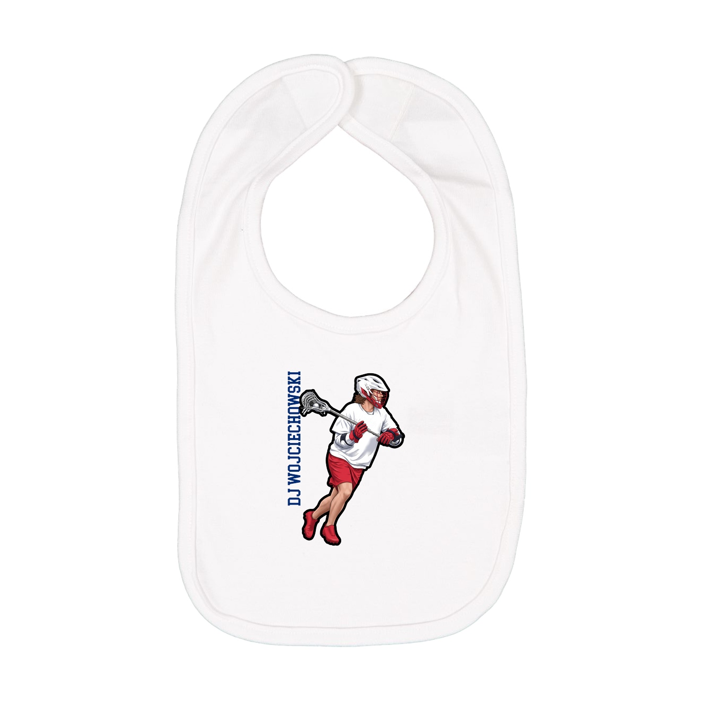 Infant Bib — Name Vertical in White