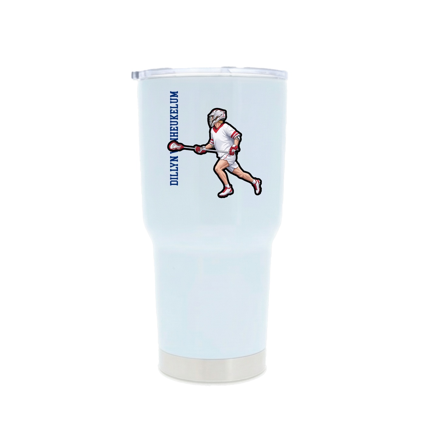30oz Stainless Steel Tumbler — Name Vertical in White