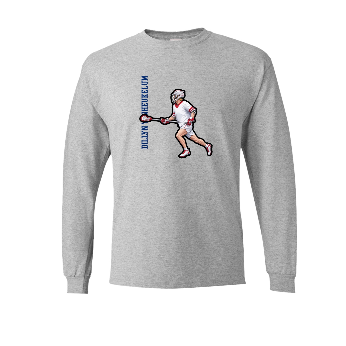 Long Sleeve Tee — Name Vertical in Grey