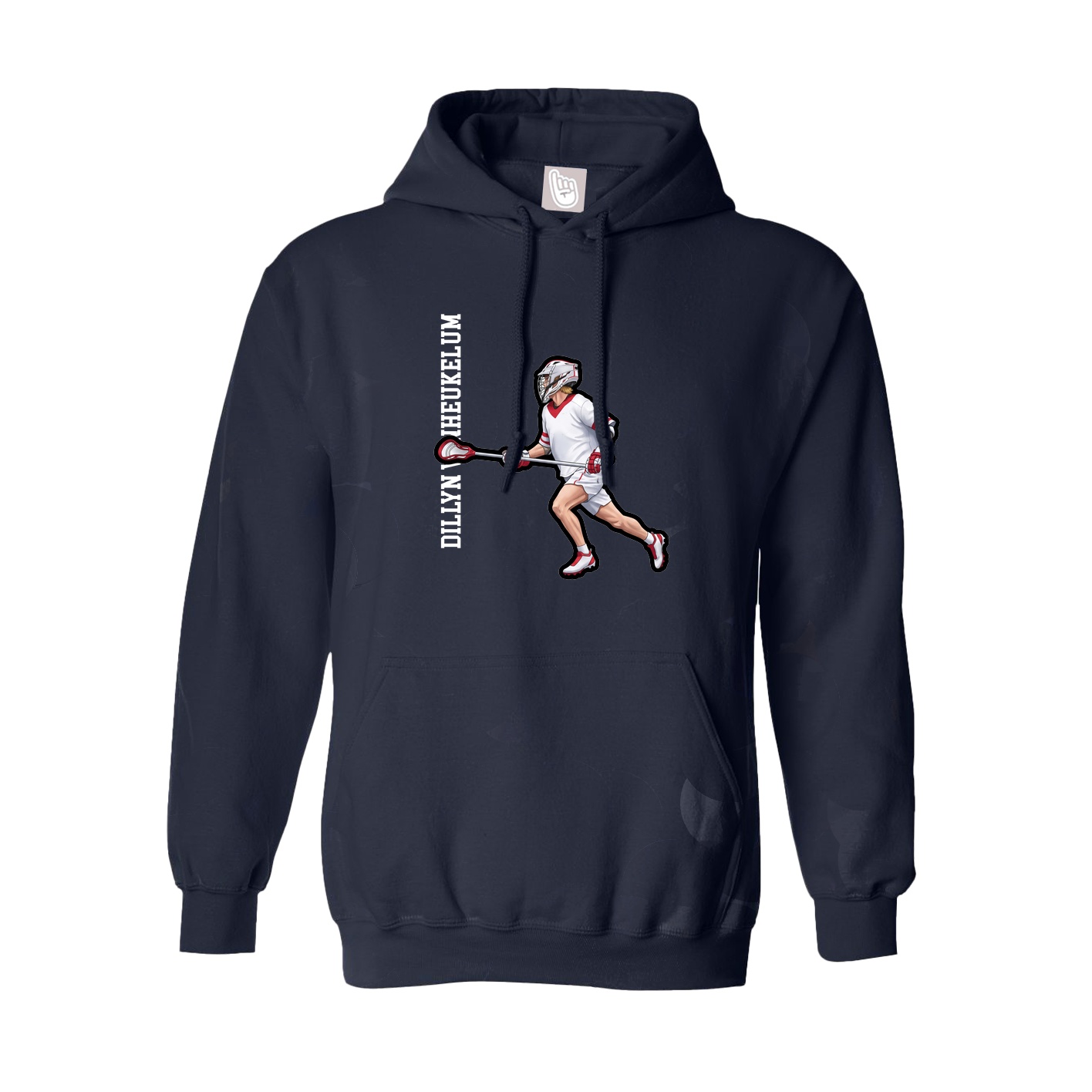 Hoodie — Name Vertical in Navy
