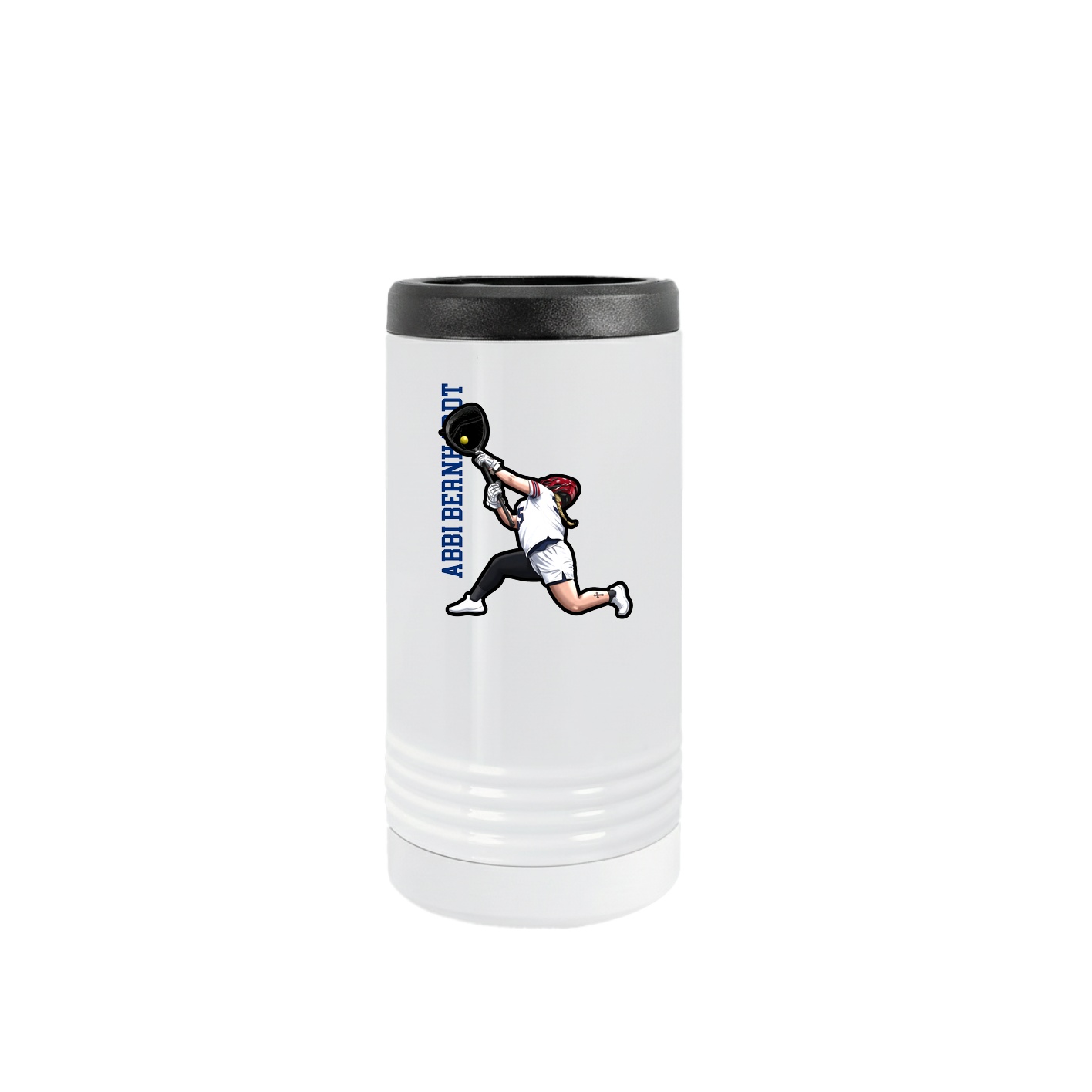 Slim Beverage Holder — Name Vertical in White