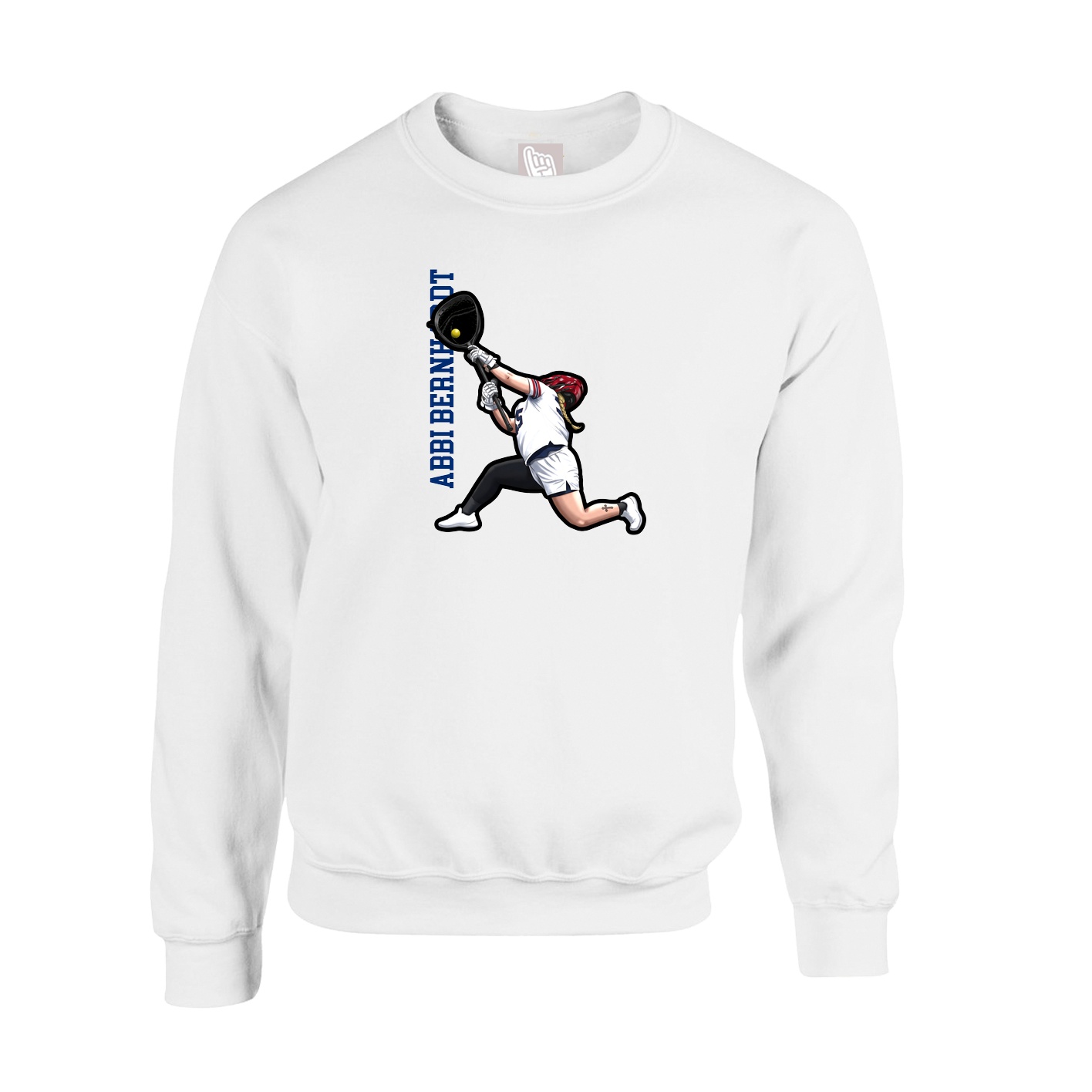 Fleece Crew — Name Vertical in White
