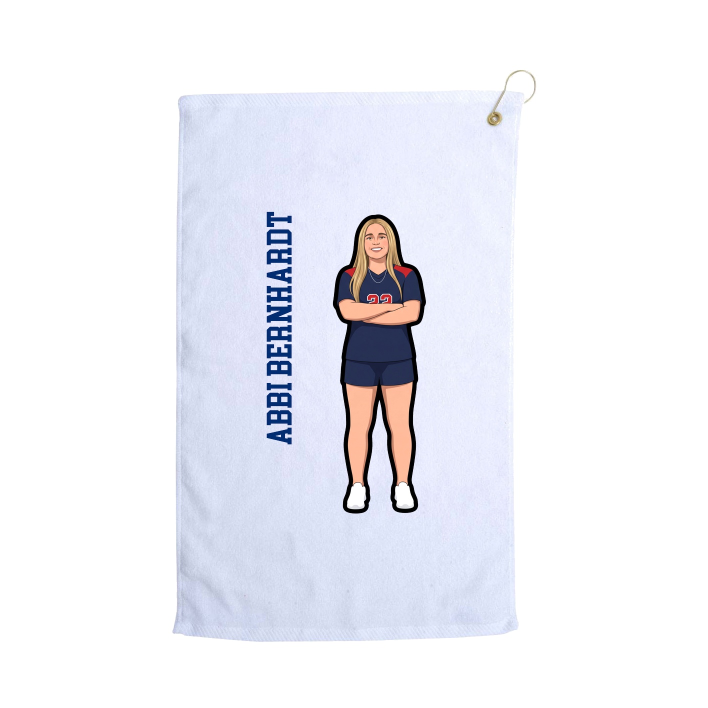 Golf Towel — Name Vertical in White