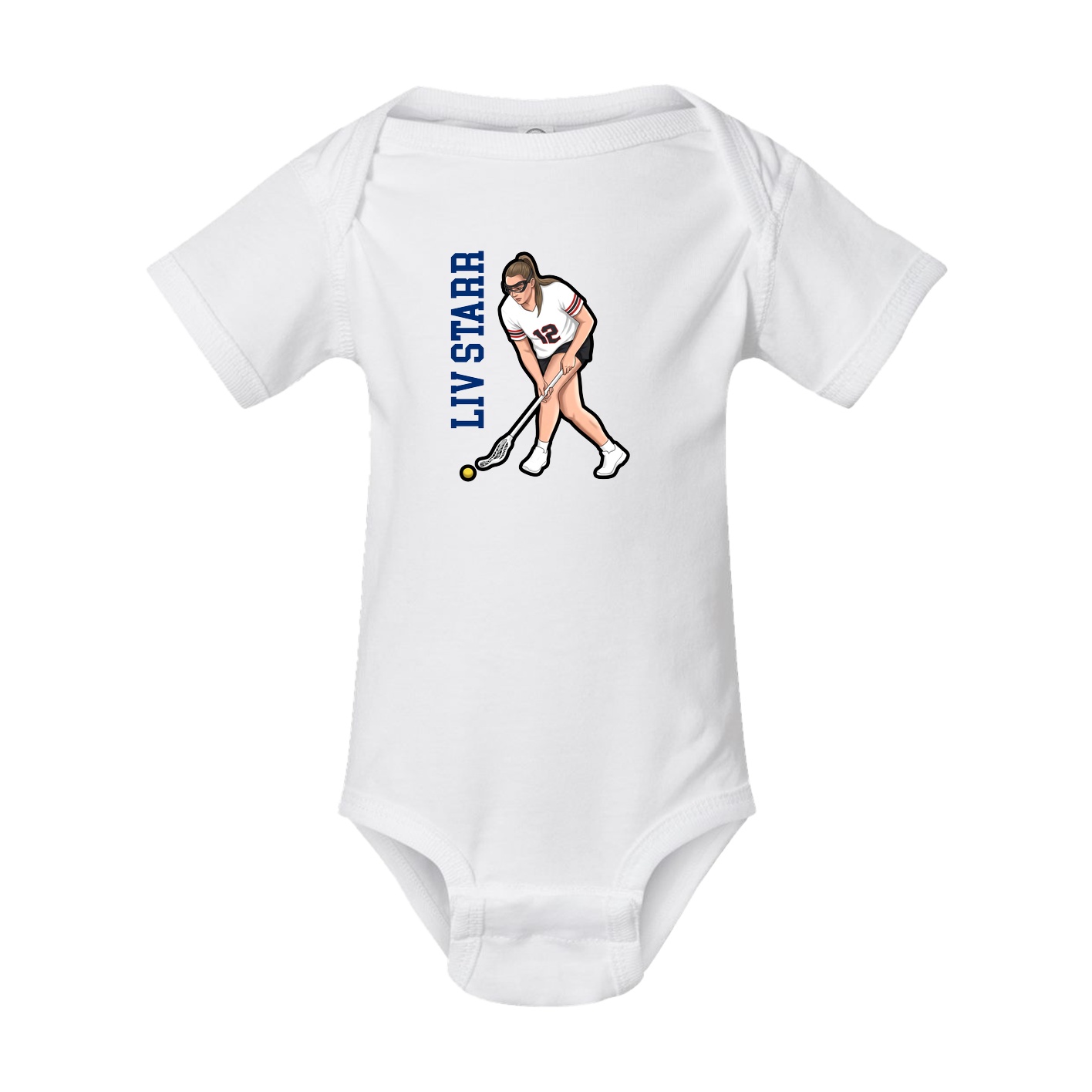 Baby Onesie — Name Vertical in White