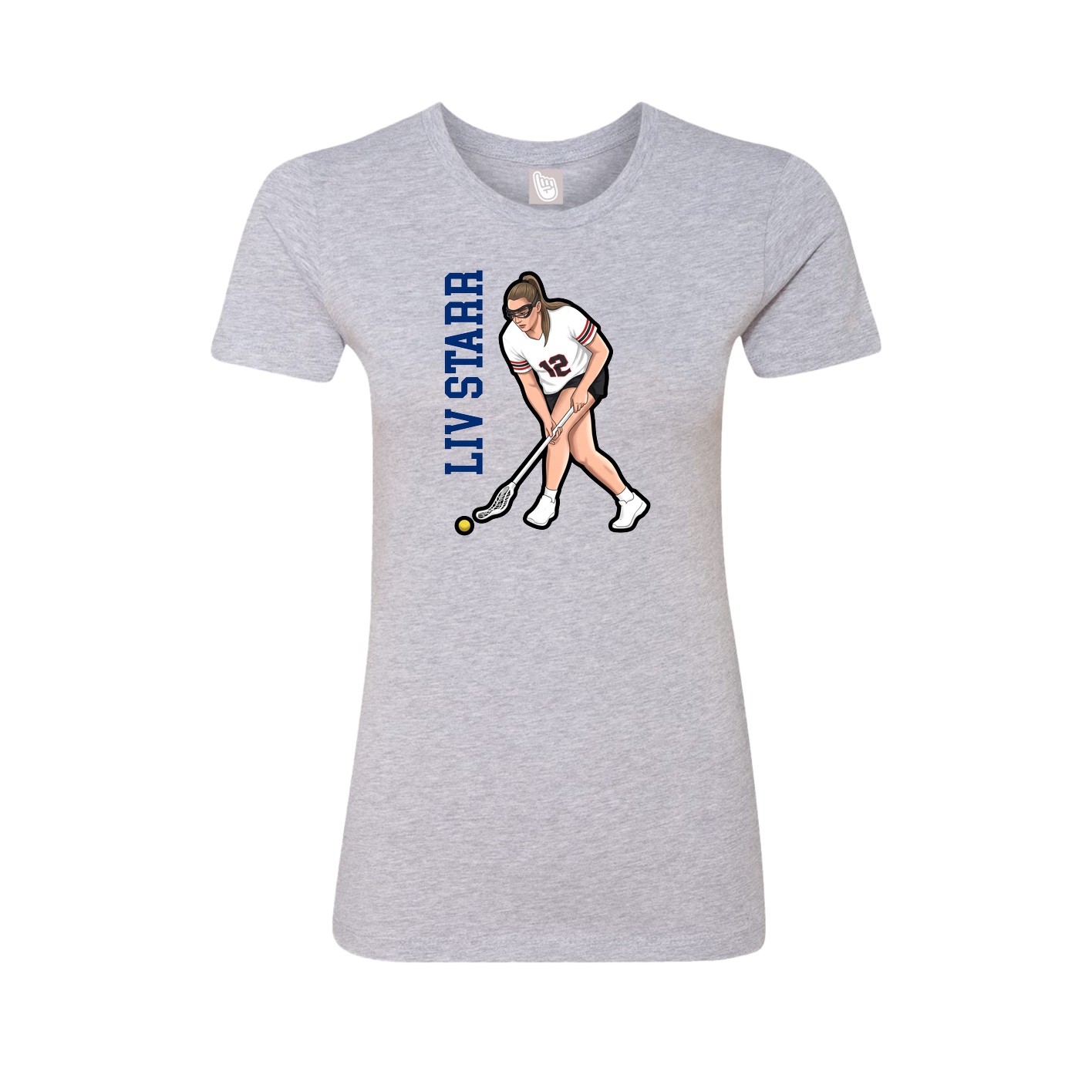 Fitted Women's Tee — Name Vertical in Grey