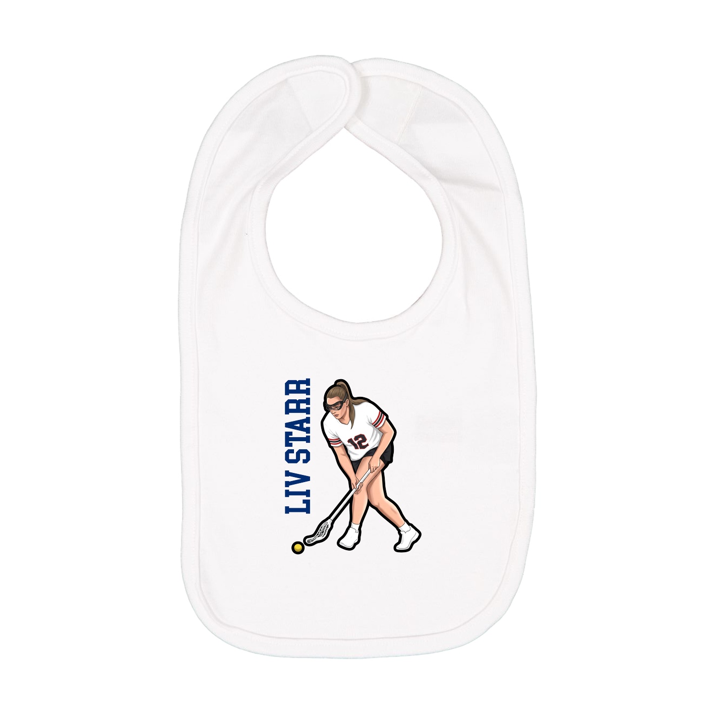 Infant Bib — Name Vertical in White