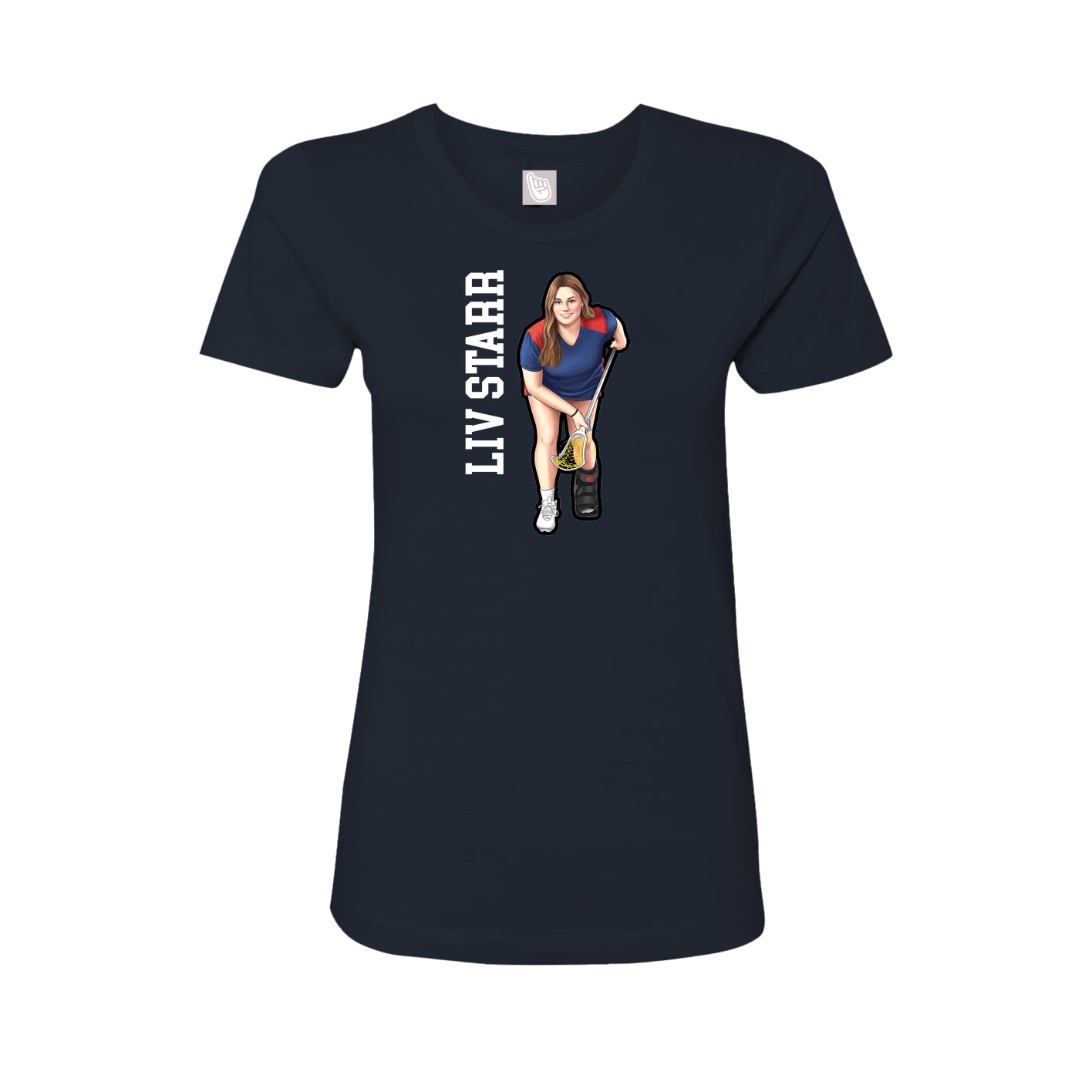 Fitted Women's Tee — Name Vertical in Navy