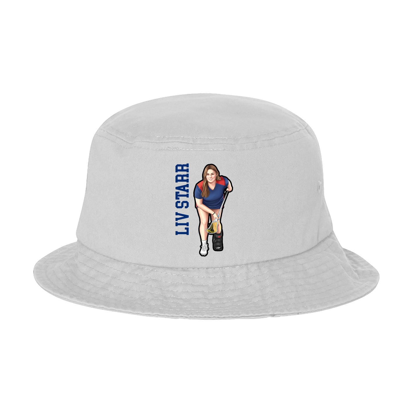 Bucket Cap — Name Vertical in White