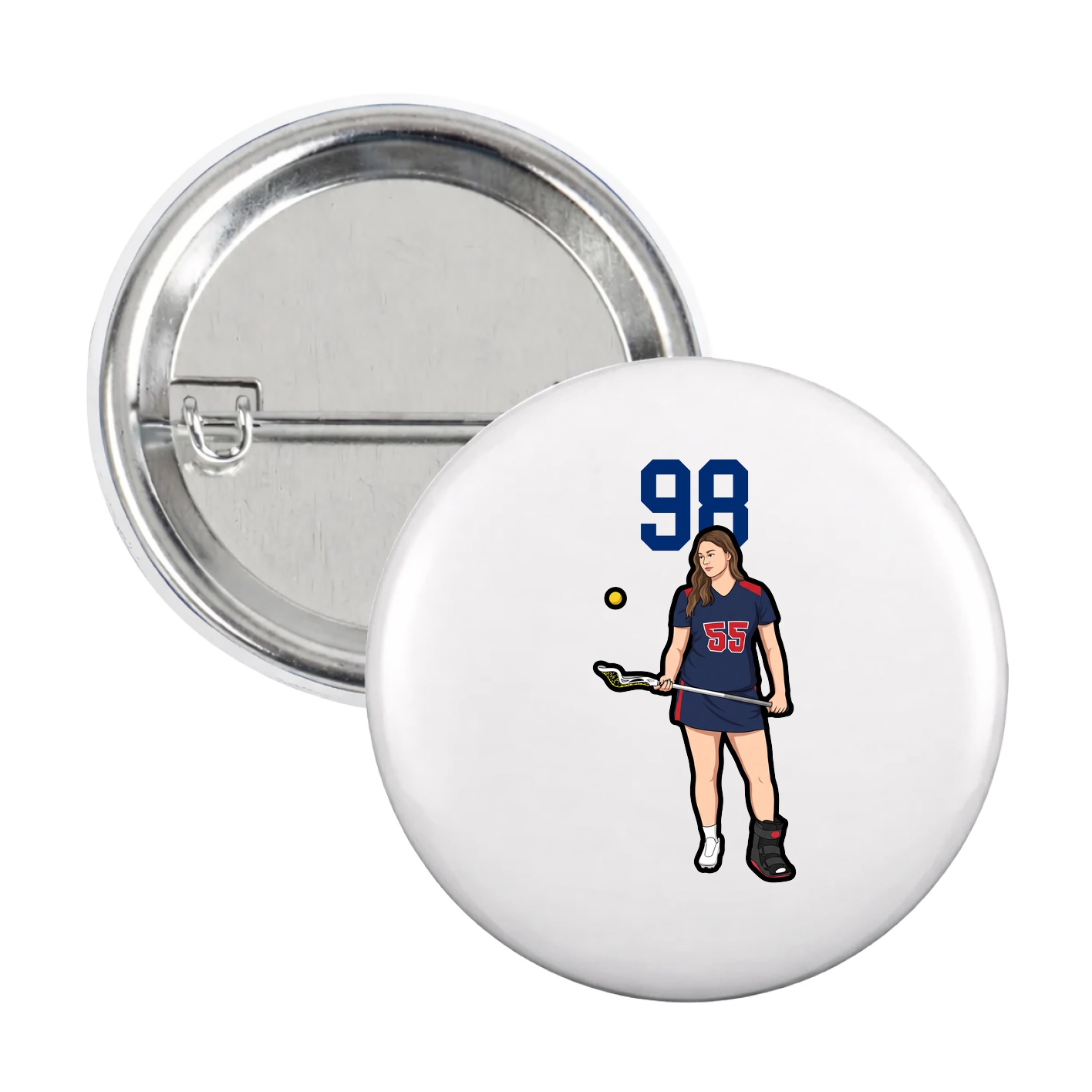 Game Day Button — Number Top in White