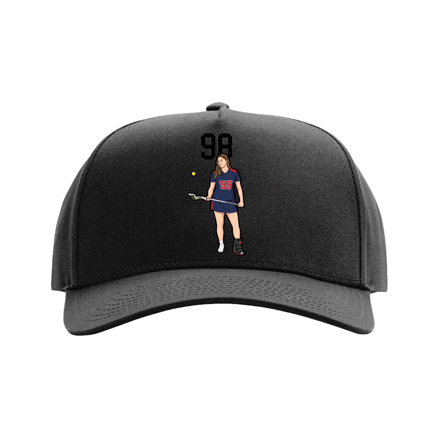 Full Fabric Five-Panel Champ Cap — Number Top in Black