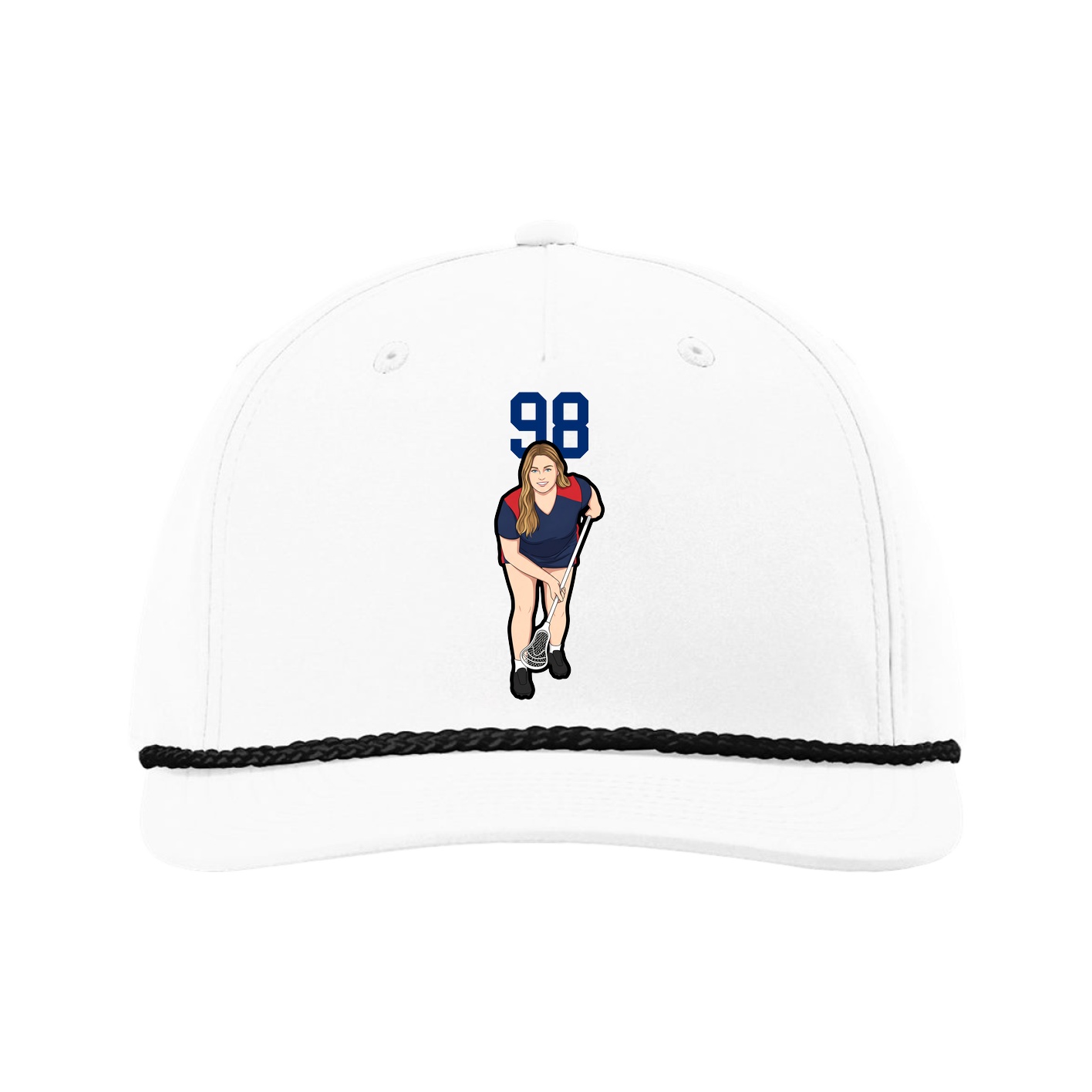 Five-Panel Classic Rope Cap — Number Top in White