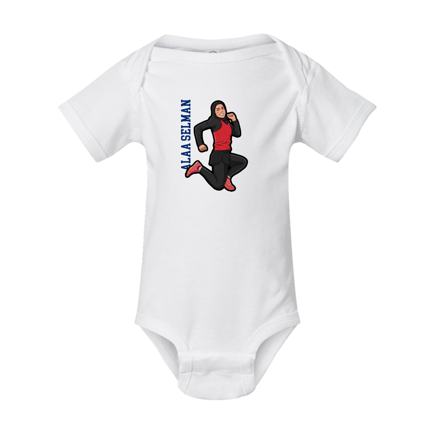 Baby Onesie — Name Vertical in White