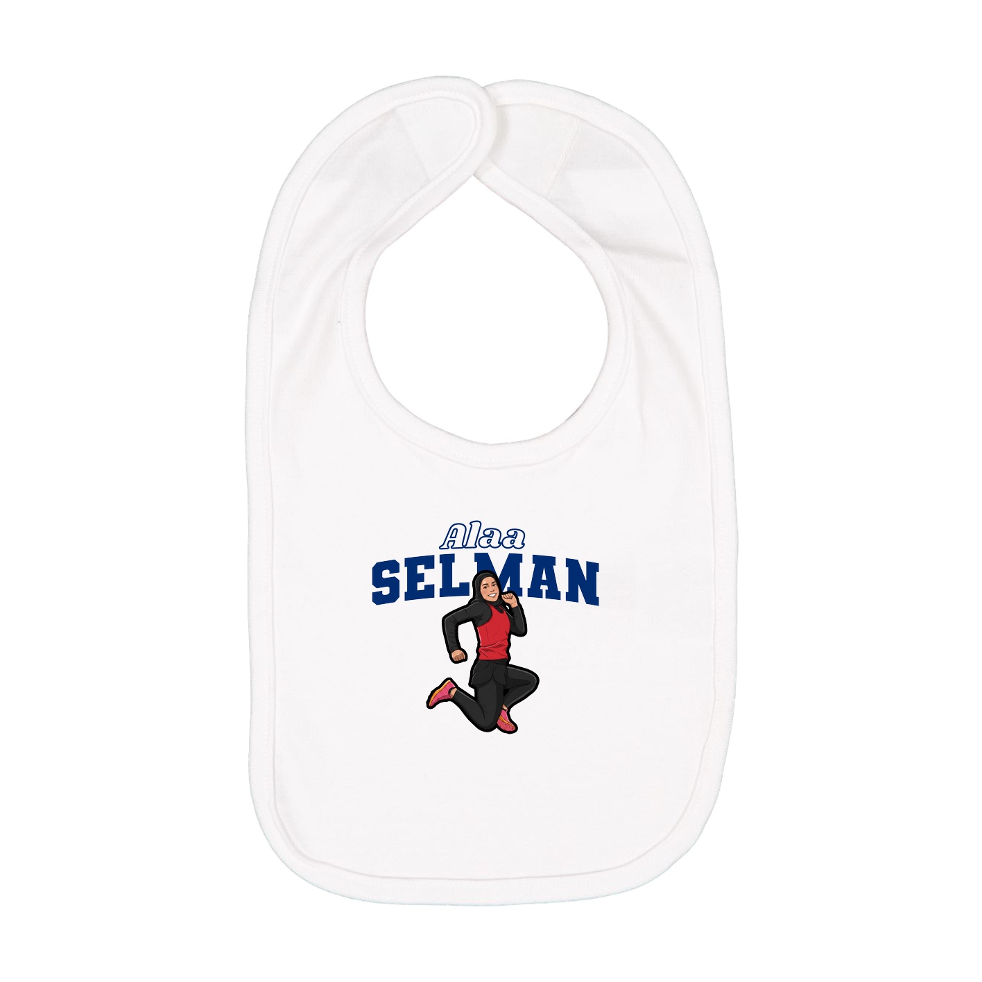Infant Bib — Name Arch in White