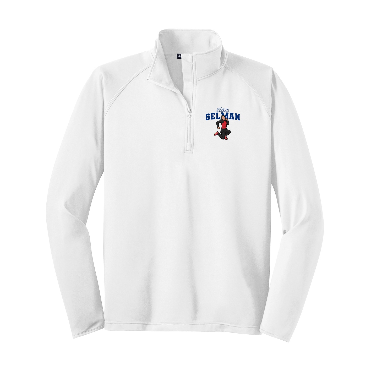 Q-Zip Pullover — Name Arch in White