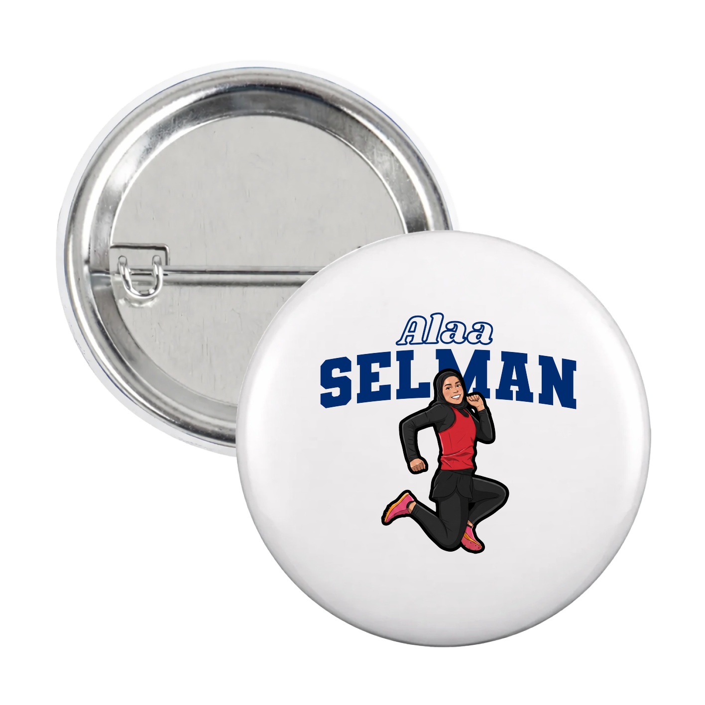 Game Day Button — Name Arch in White