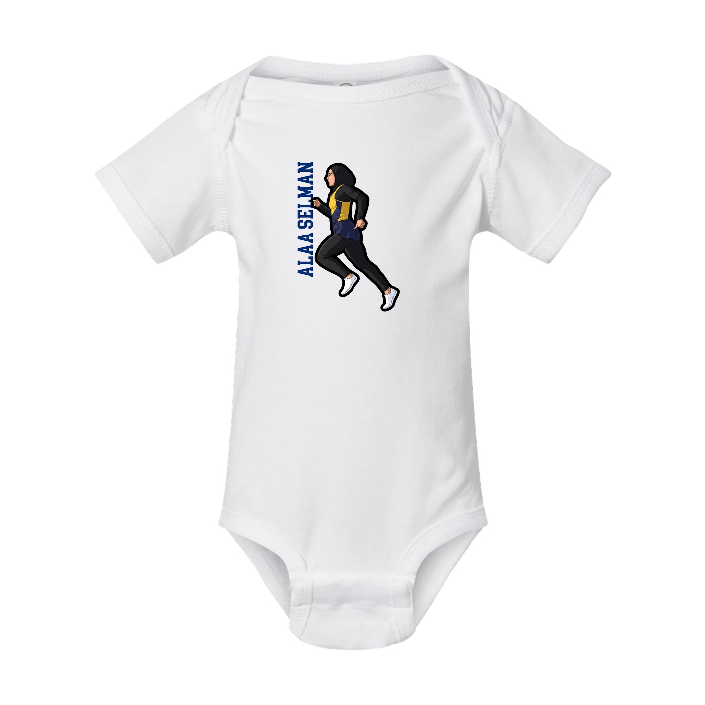 Baby Onesie — Name Vertical in White