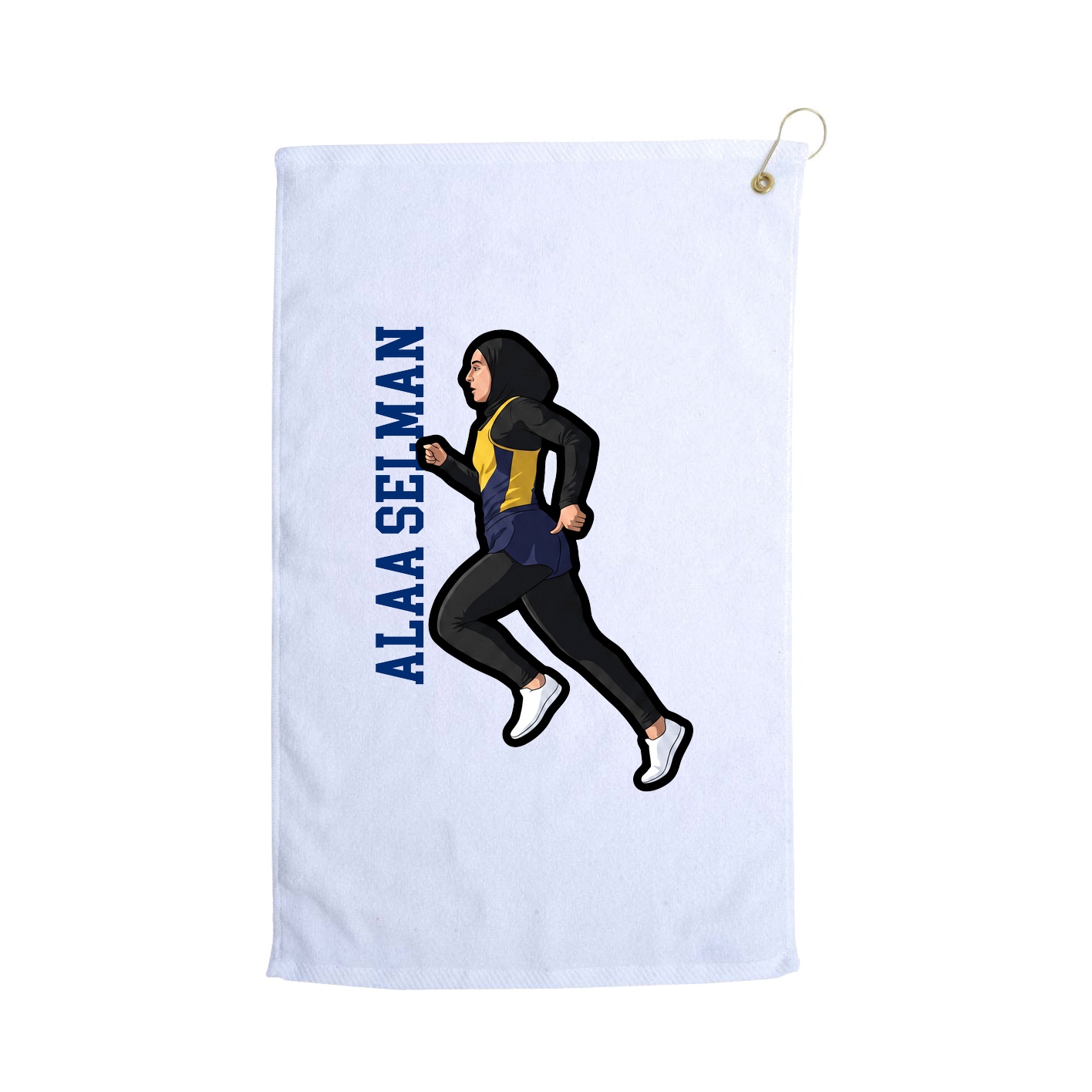 Golf Towel — Name Vertical in White