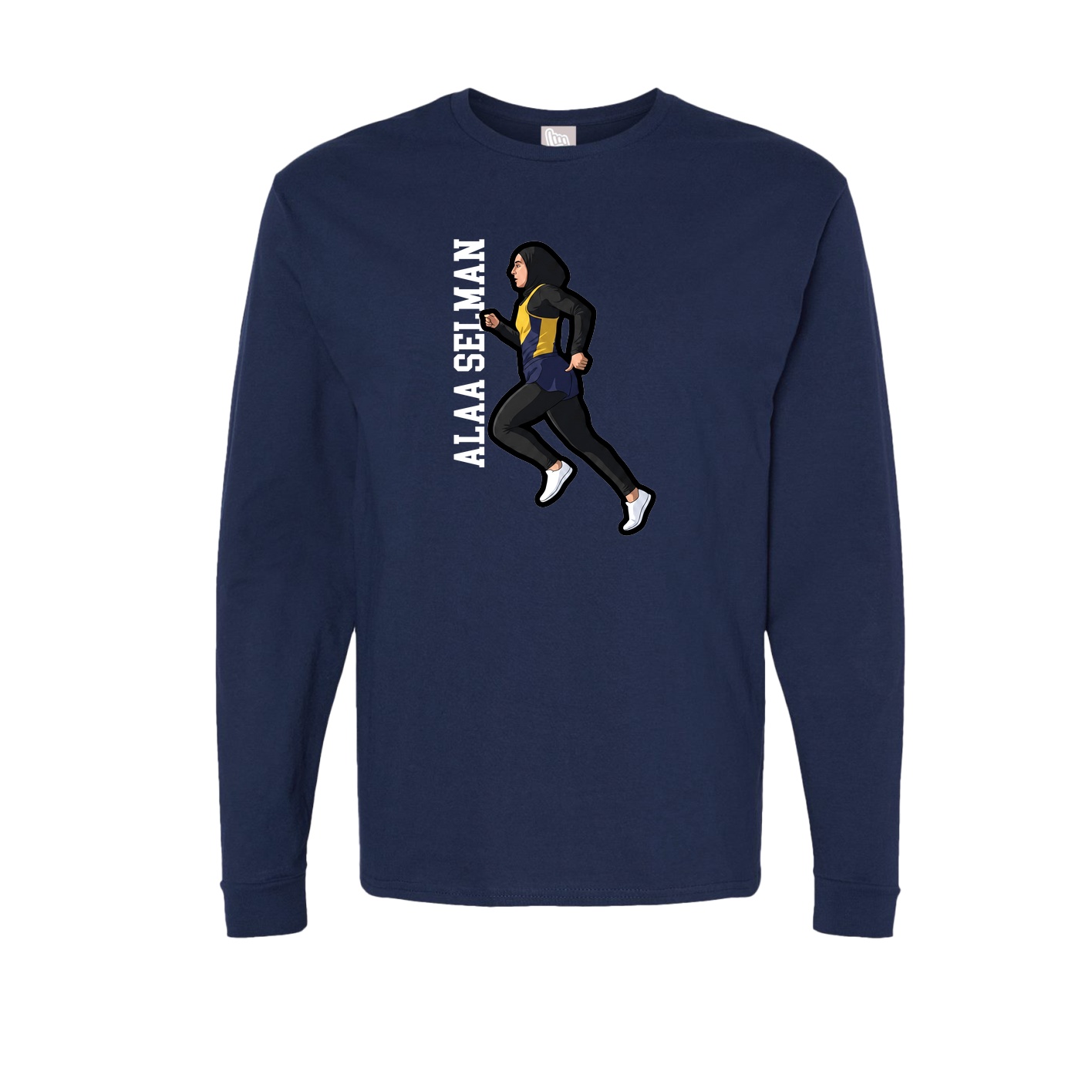 Long Sleeve Tee — Name Vertical in Navy