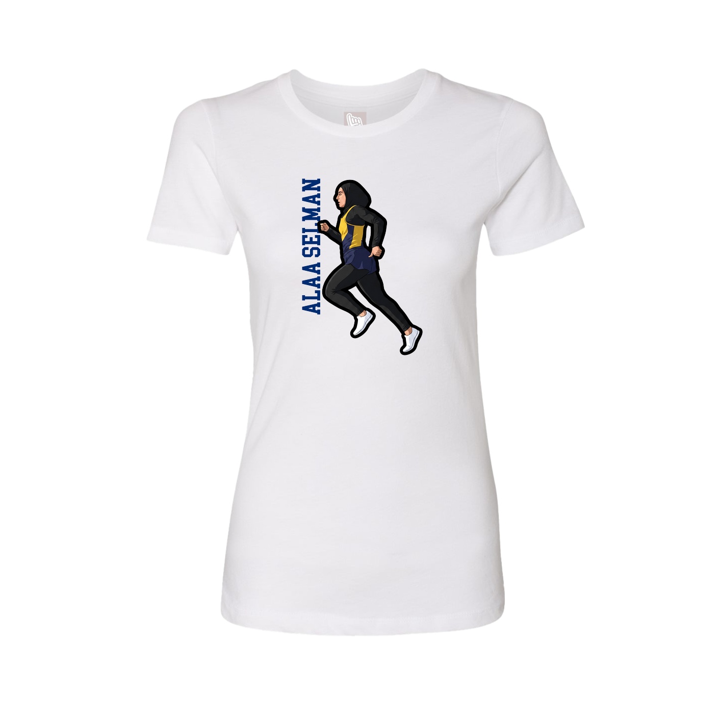 Womens Tee — Name Vertical in White