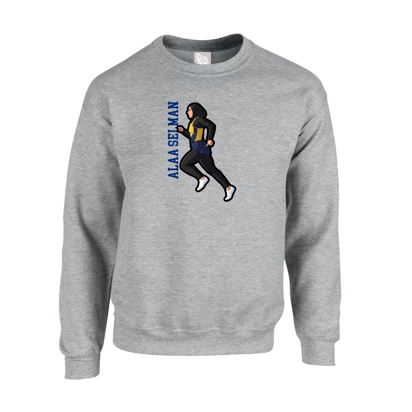 Fleece Crew — Name Vertical in Grey