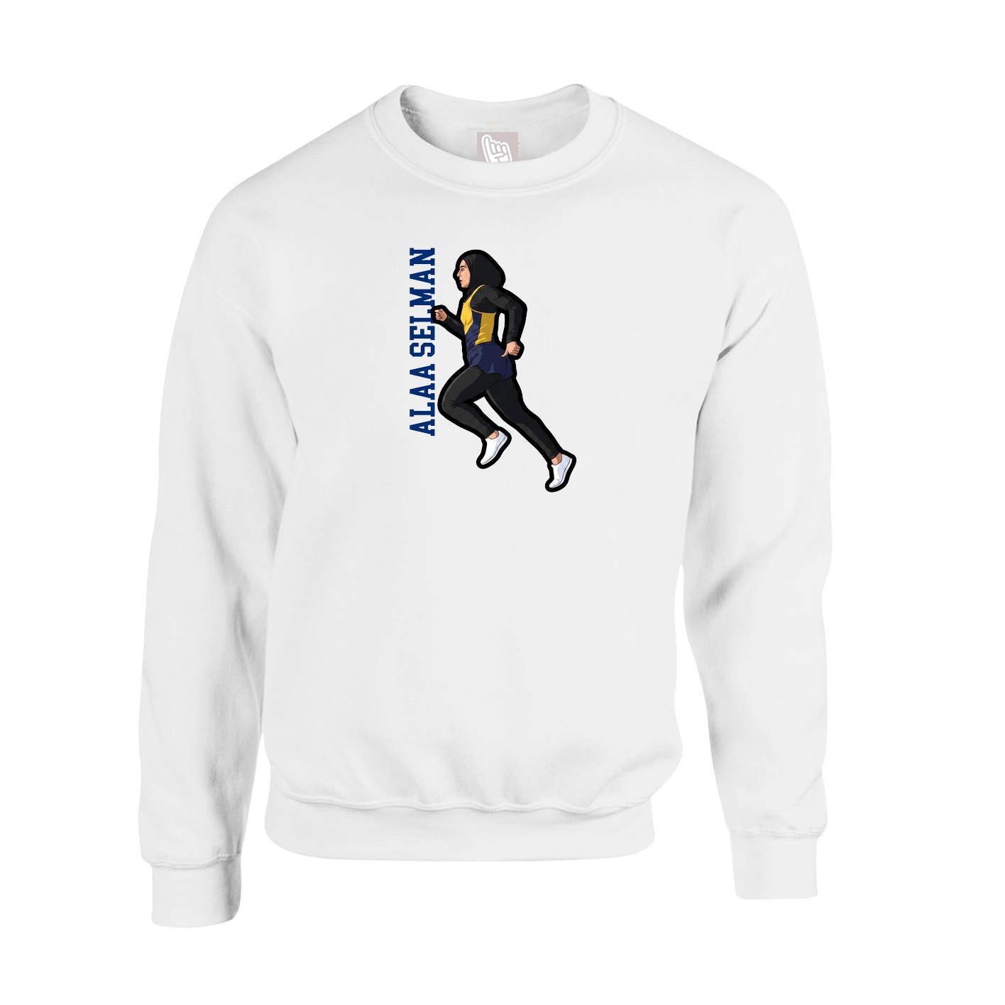 Fleece Crew — Name Vertical in White