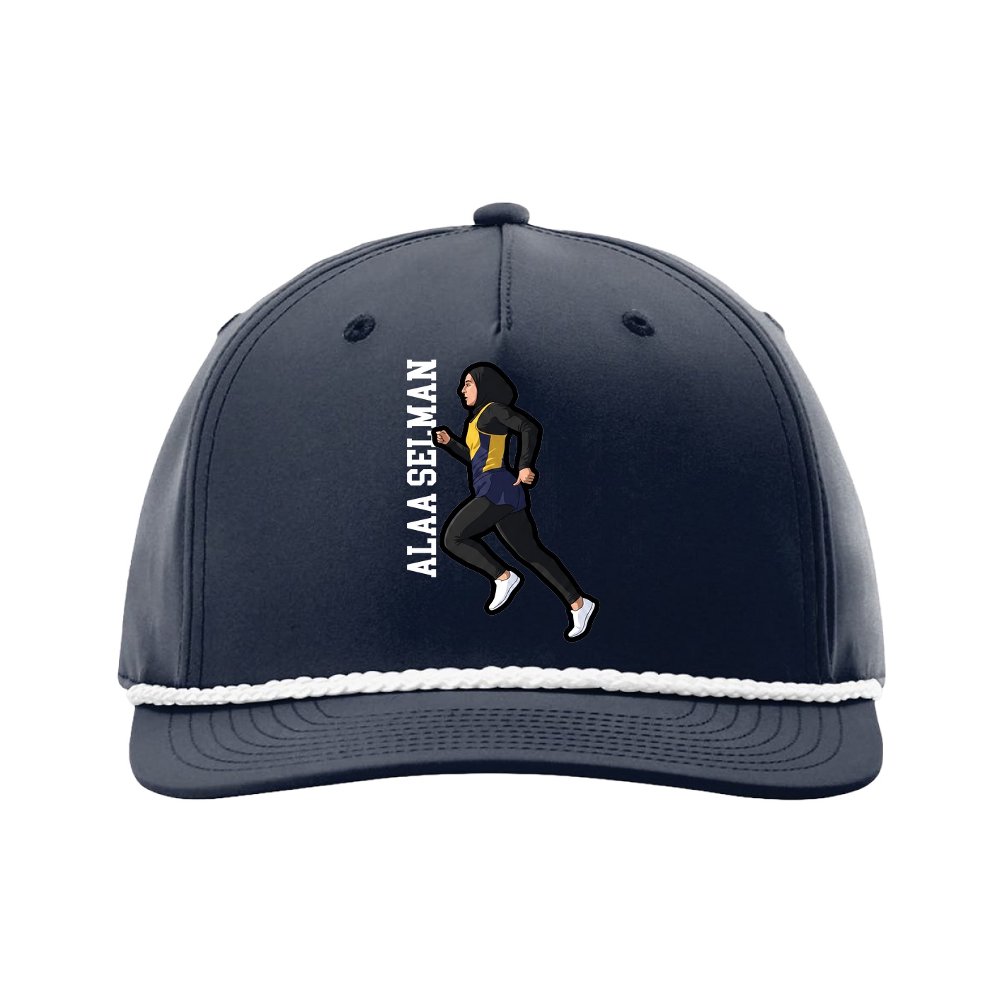 Five-Panel Classic Rope Cap — Name Vertical in Navy