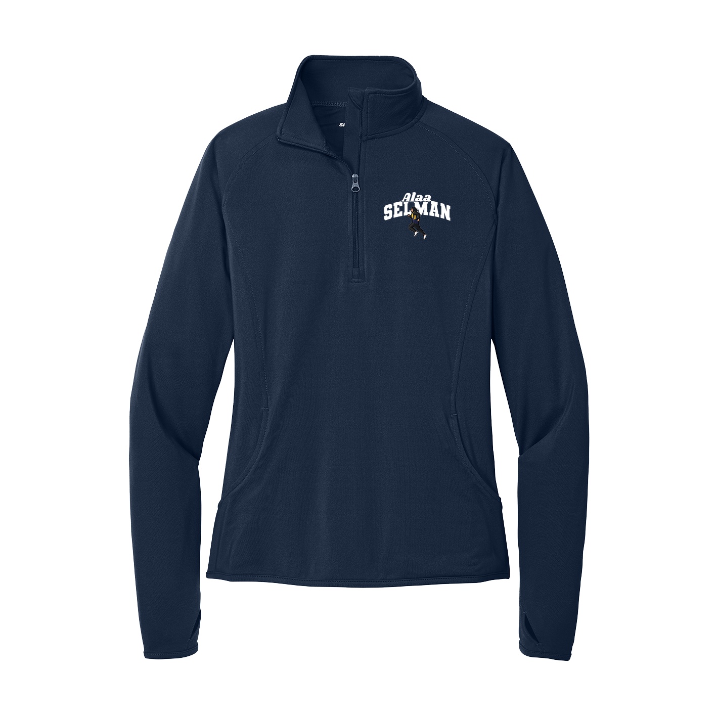 Women's Q-Zip Pullover — Signature Arch in Navy