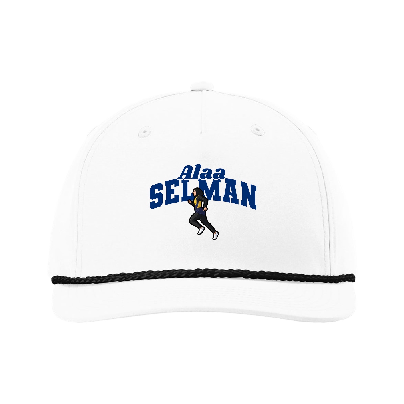 Five-Panel Classic Rope Cap — Signature Arch in White