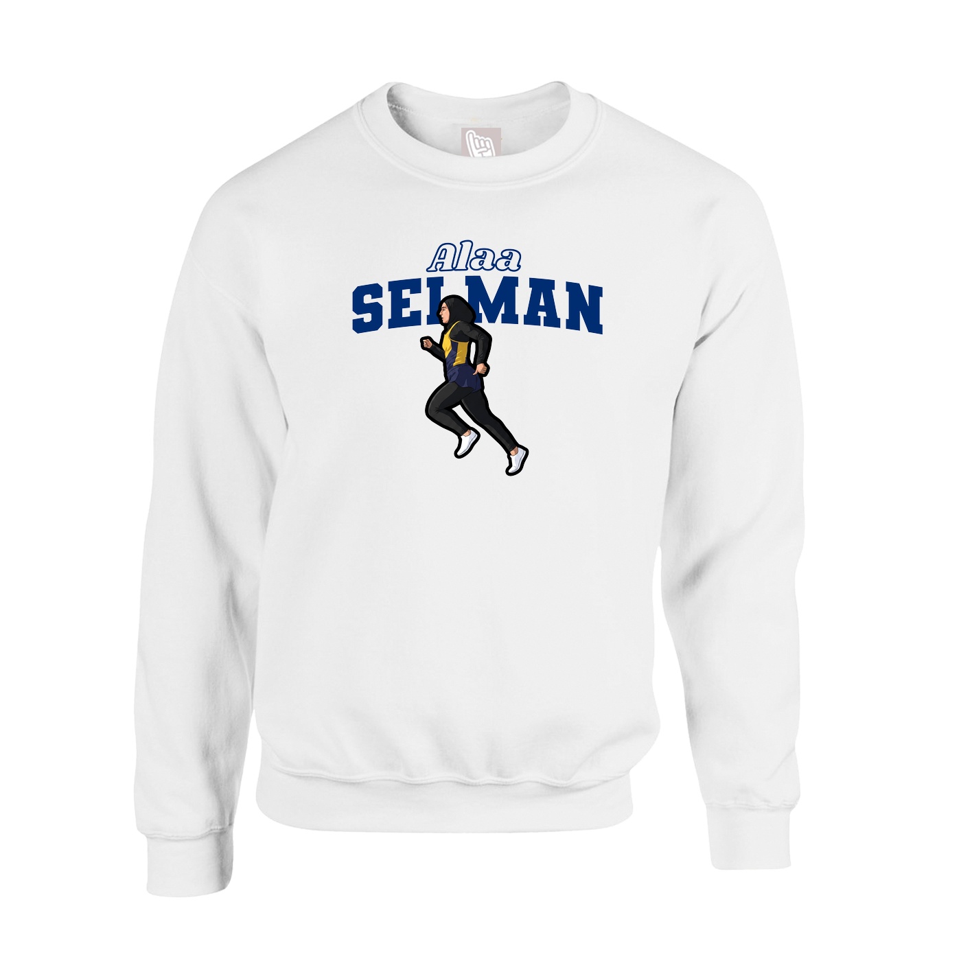 Fleece Crew — Name Arch in White
