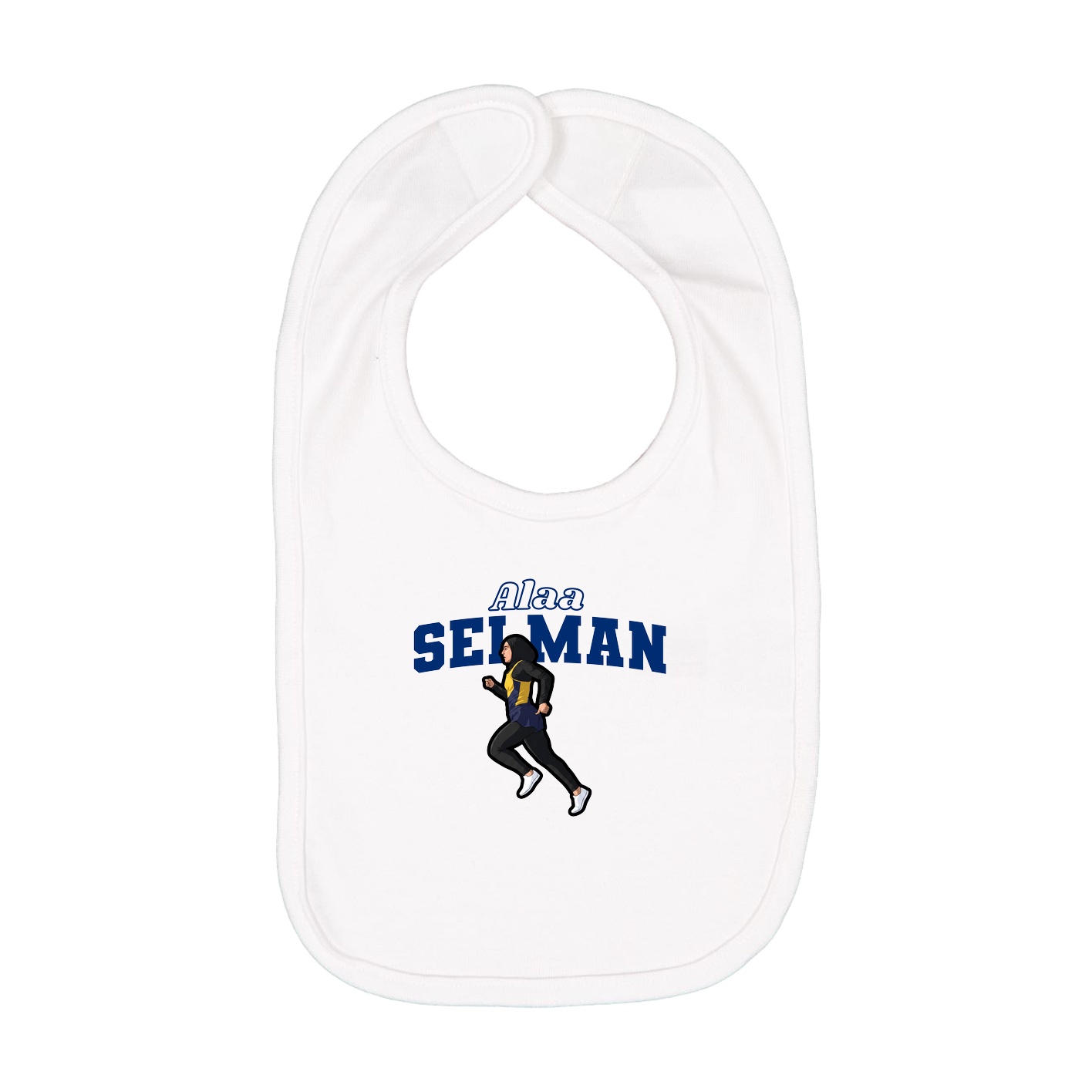 Infant Bib — Name Arch in White