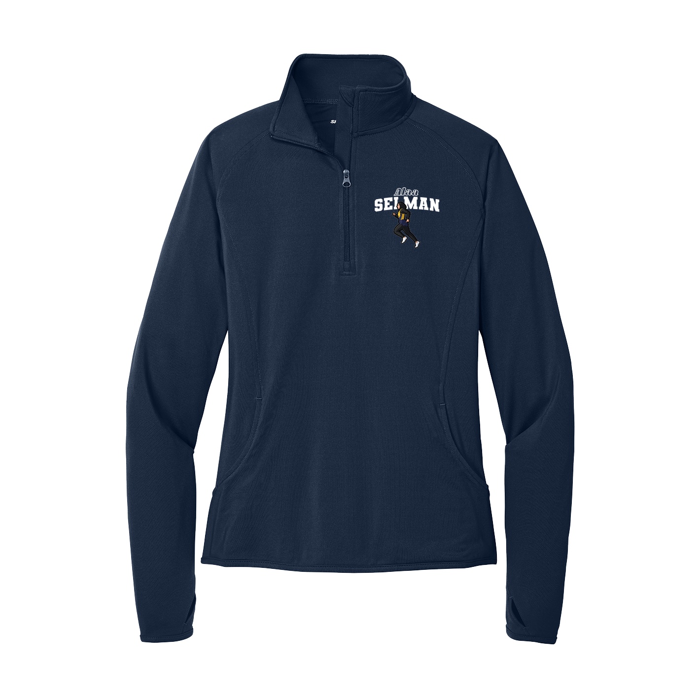 Women's Q-Zip Pullover — Name Arch in Navy