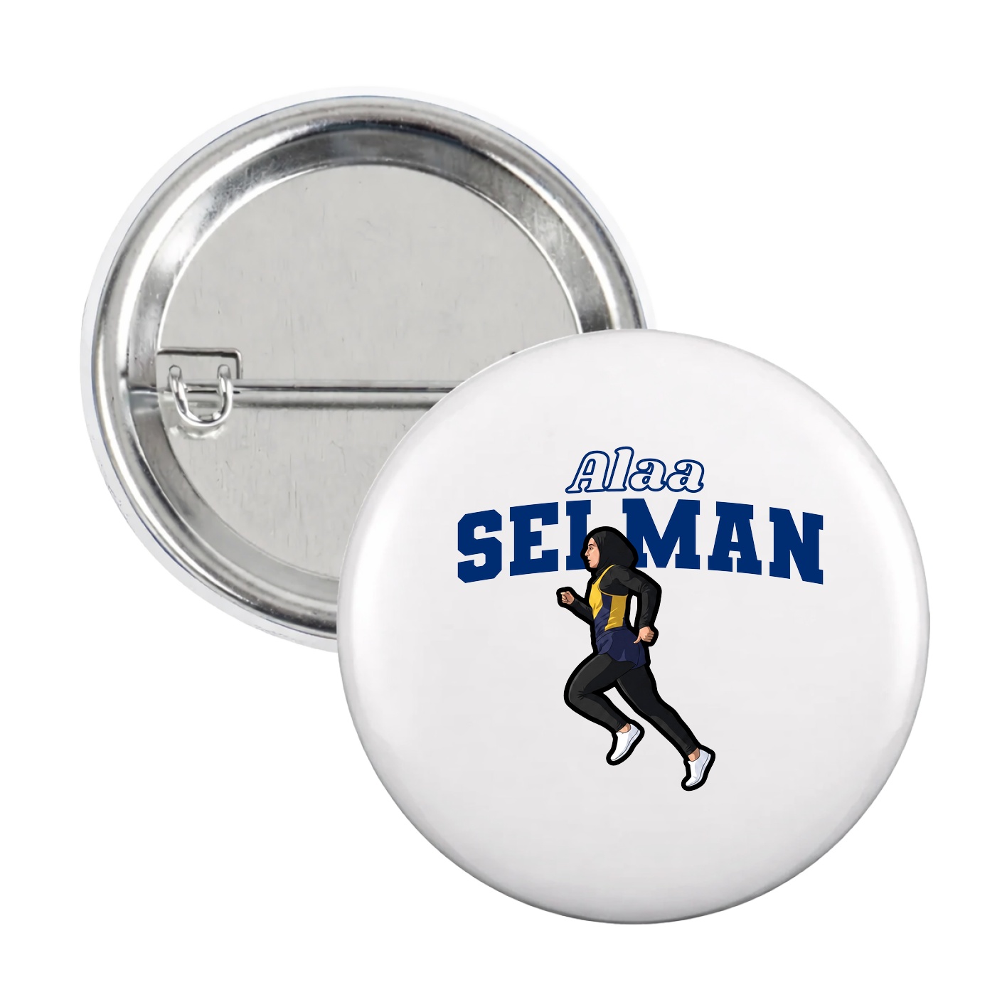 Game Day Button — Name Arch in White