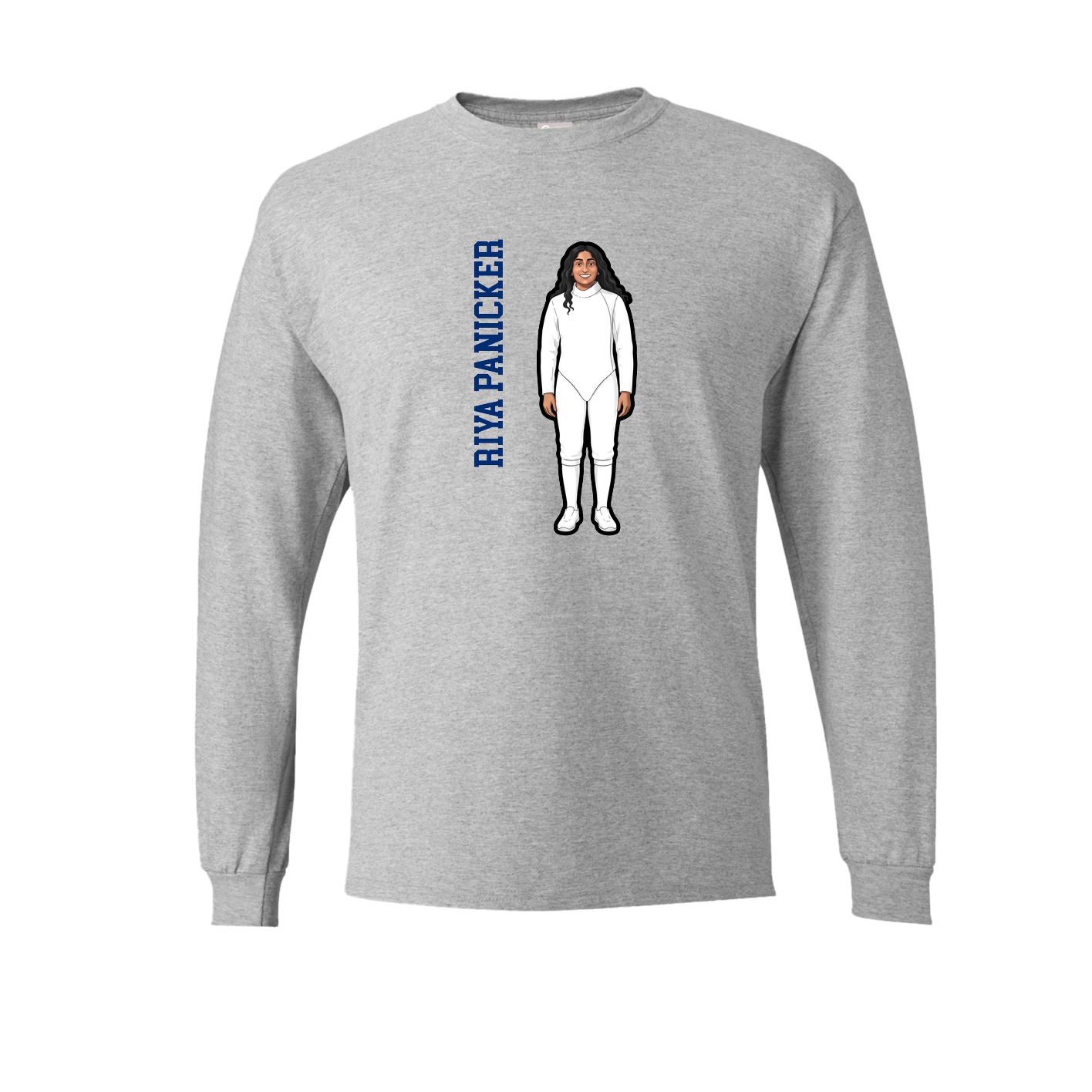 Long Sleeve Tee — Name Vertical in Grey
