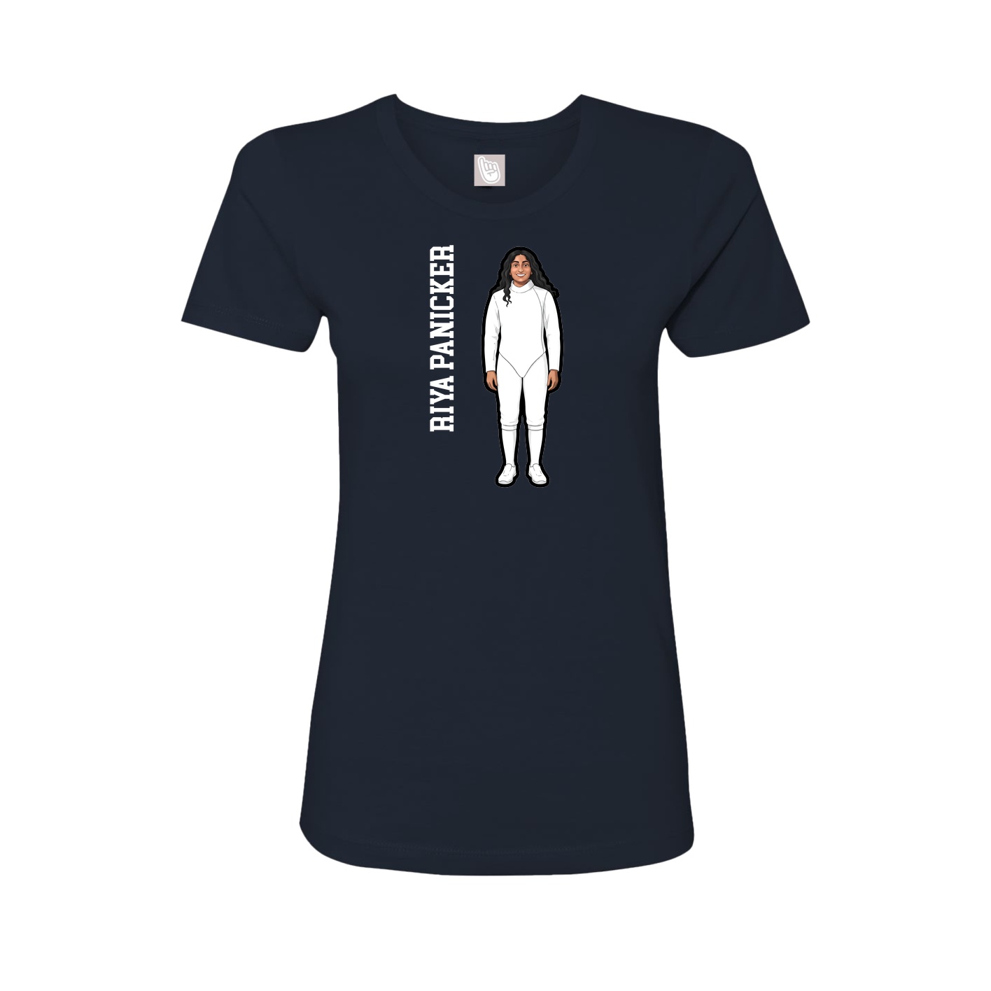 Fitted Women's Tee — Name Vertical in Navy