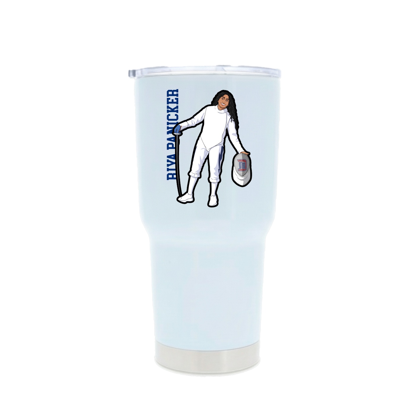 30oz Stainless Steel Tumbler — Name Vertical in White
