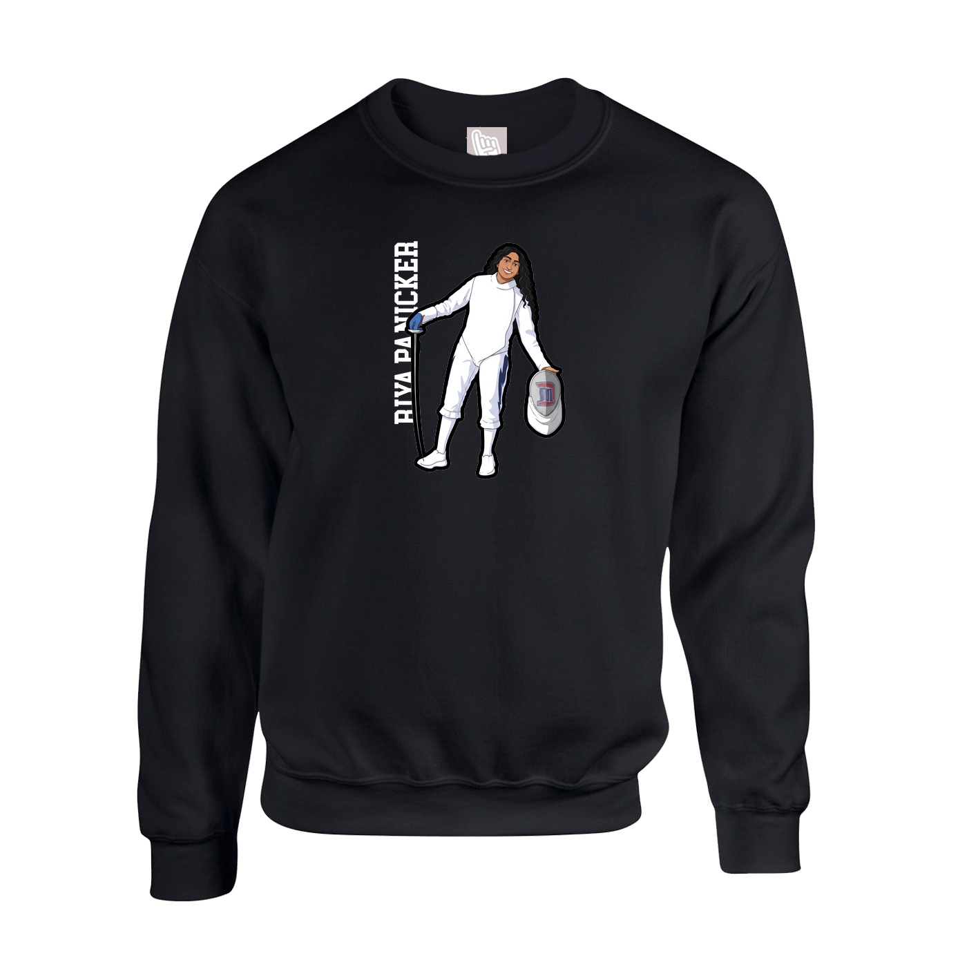 Fleece Crew — Name Vertical in Black