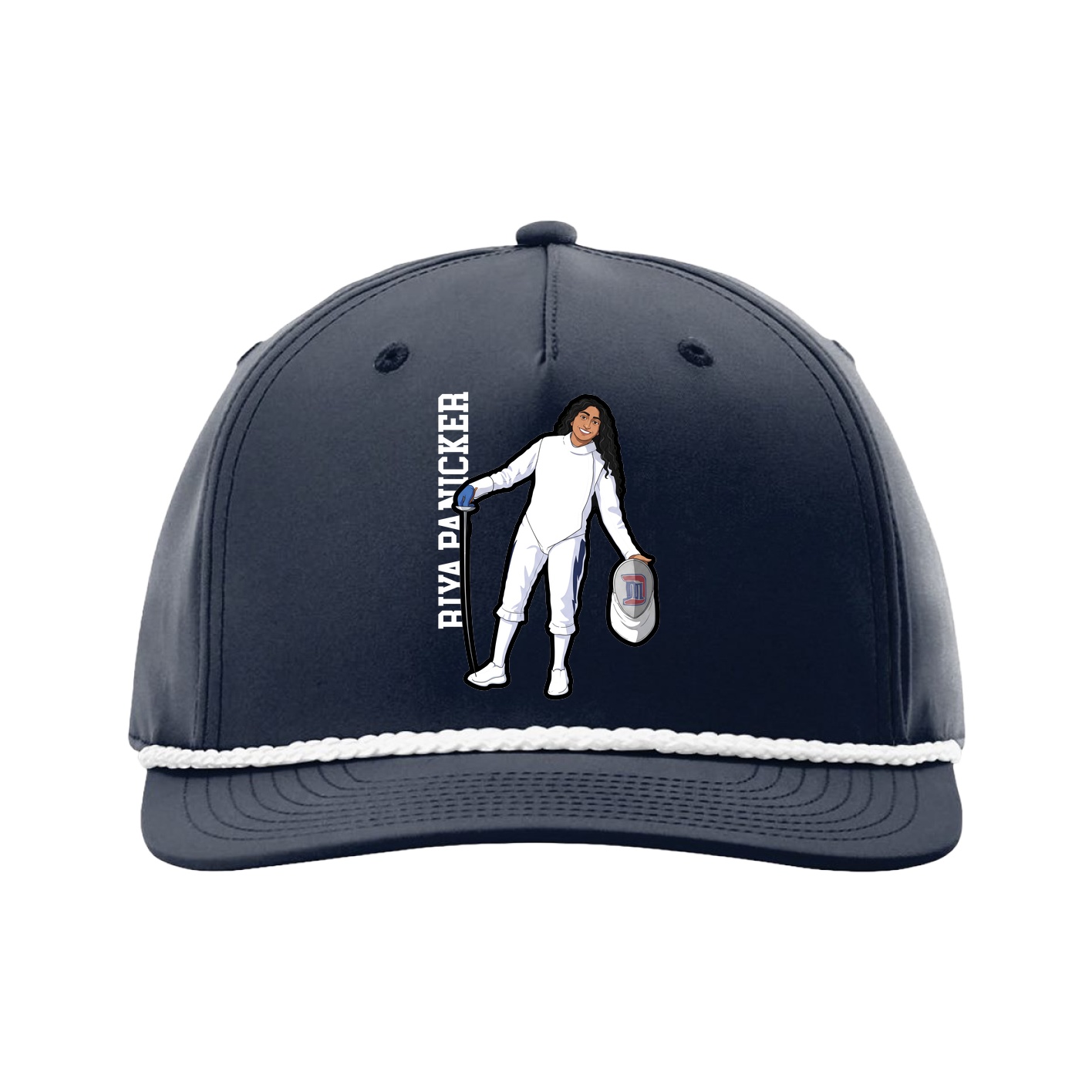 Five-Panel Classic Rope Cap — Name Vertical in Navy