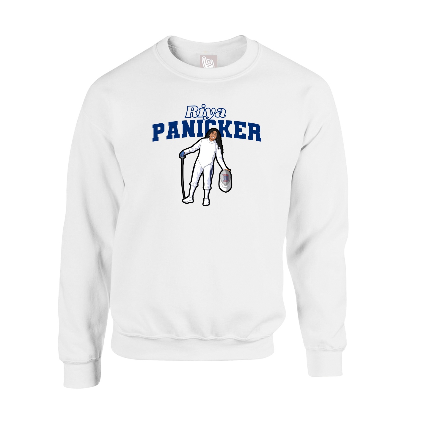 Fleece Crew — Name Arch in White