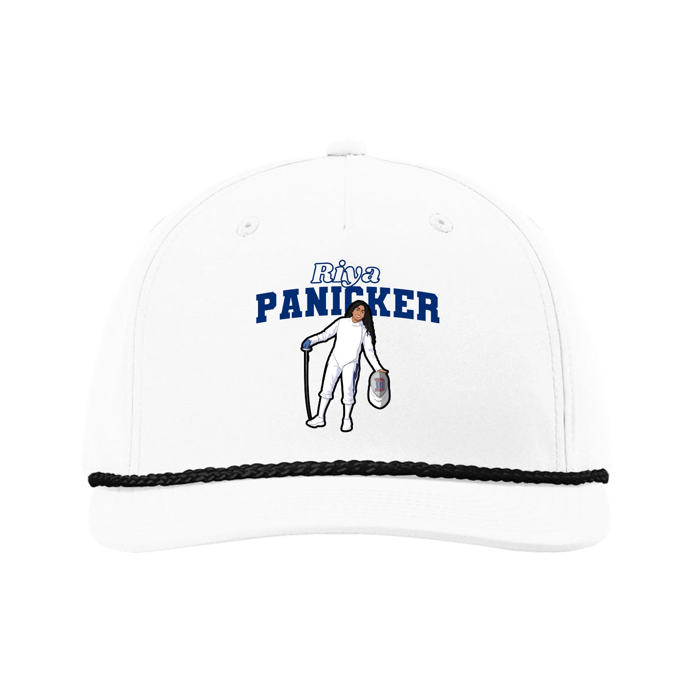 Five-Panel Classic Rope Cap — Name Arch in White