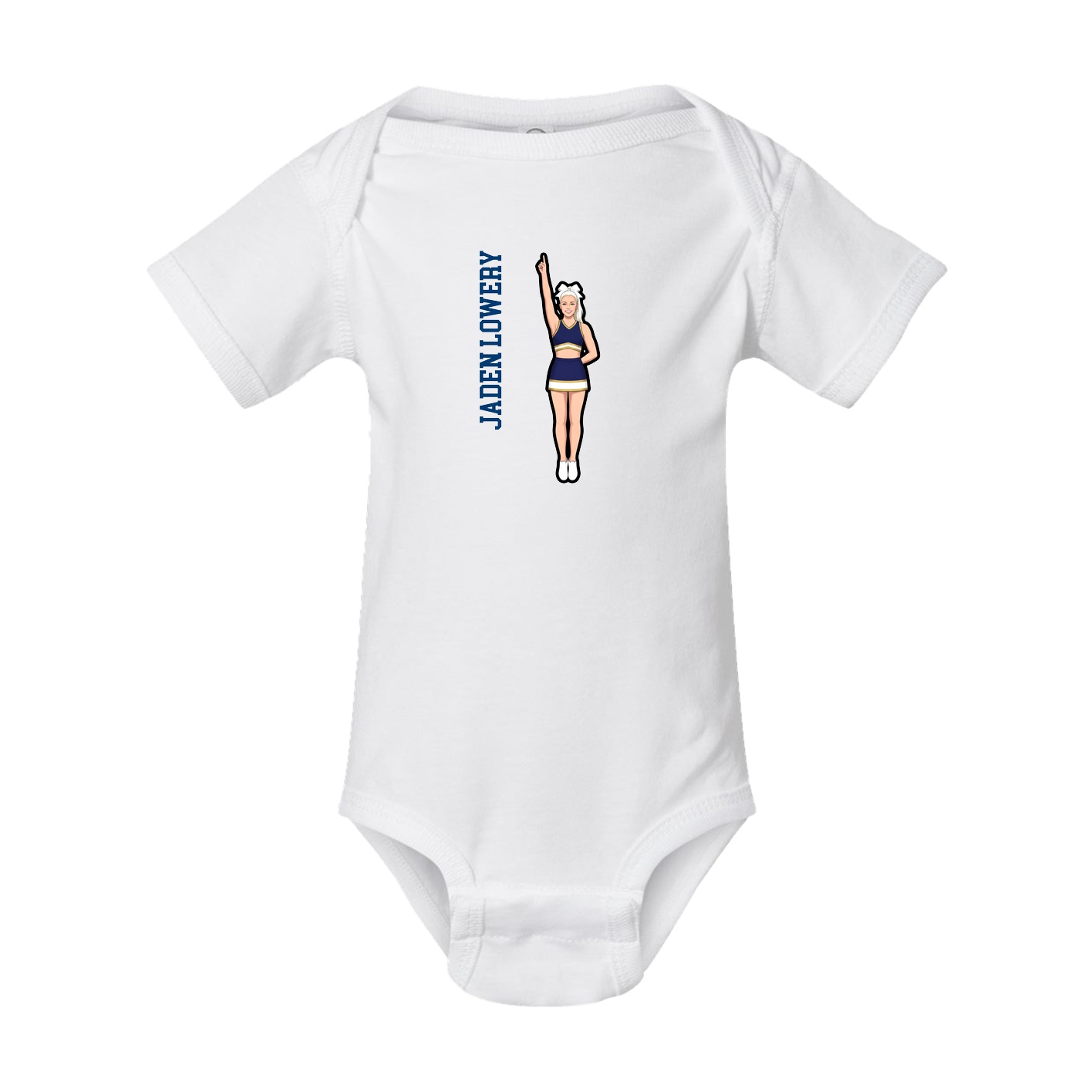 Baby Onesie — Name Vertical in White