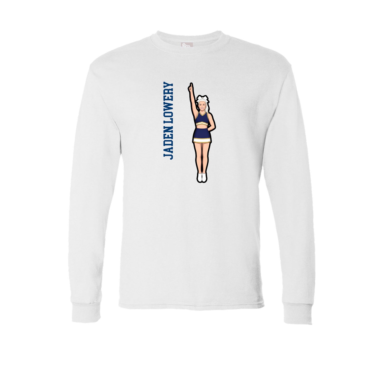 Long Sleeve Tee — Name Vertical in White