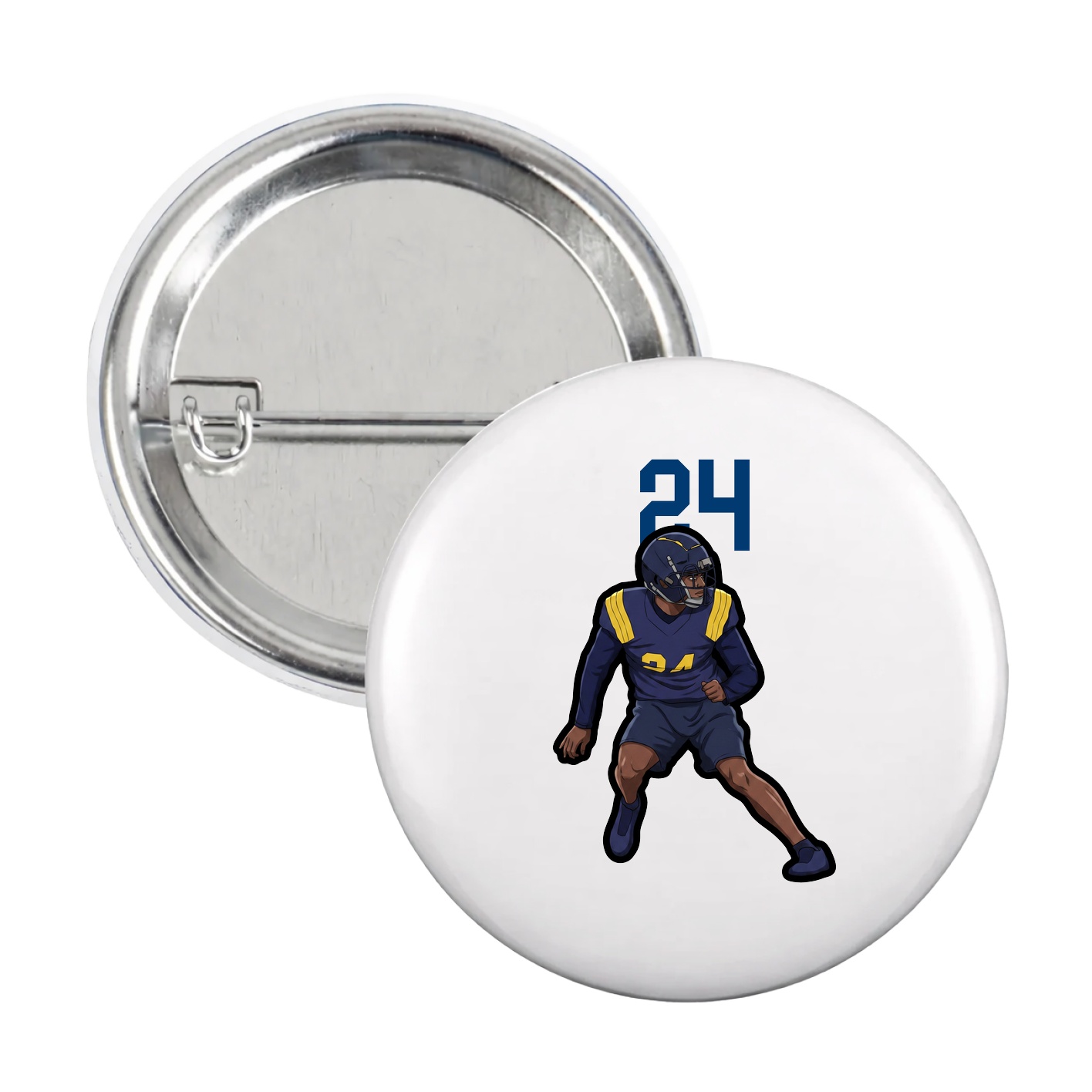 Game Day Button — Number Top in White