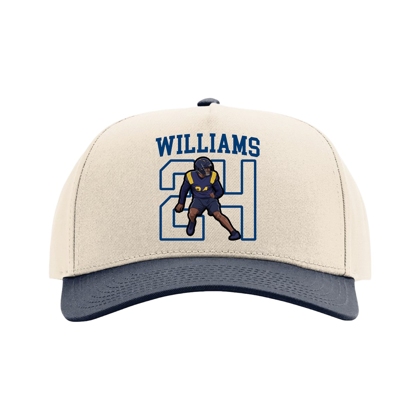 Full Fabric Five-Panel Champ Cap — Shirsey in Cream/Navy