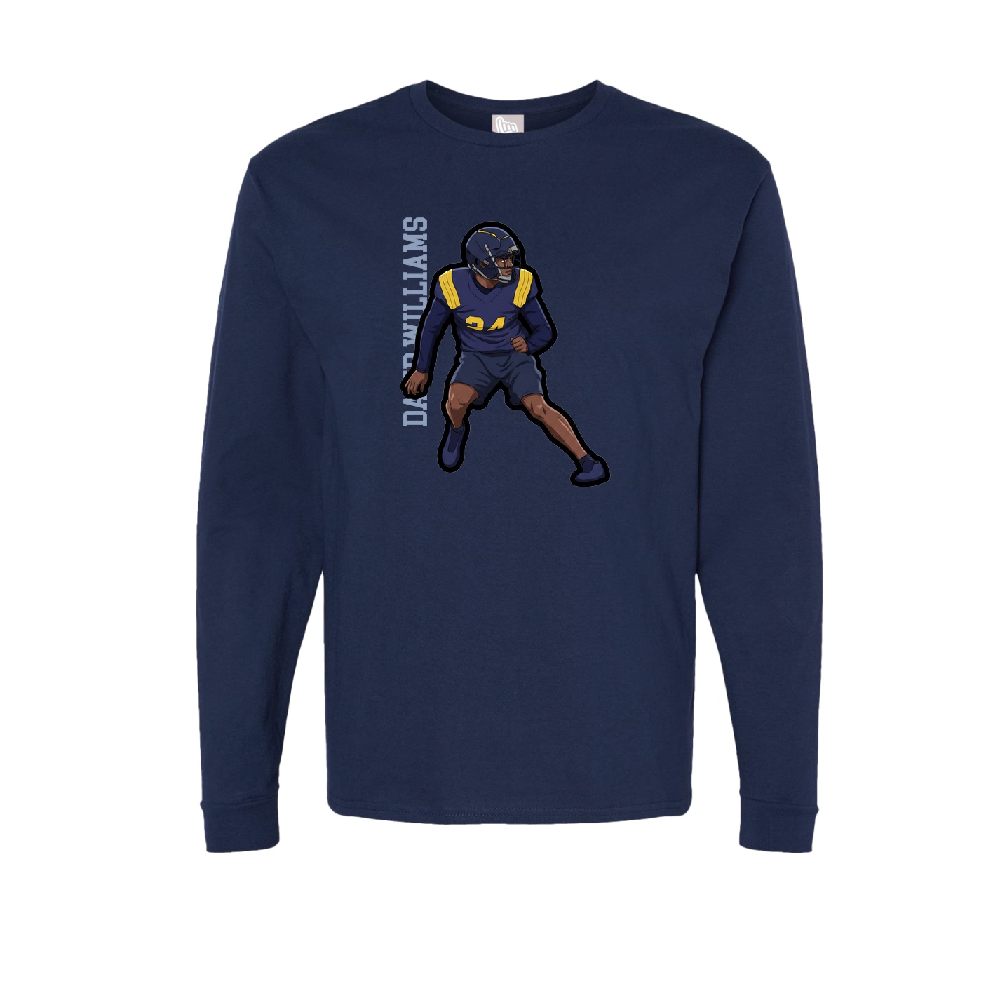Long Sleeve Tee — Name Vertical in Navy