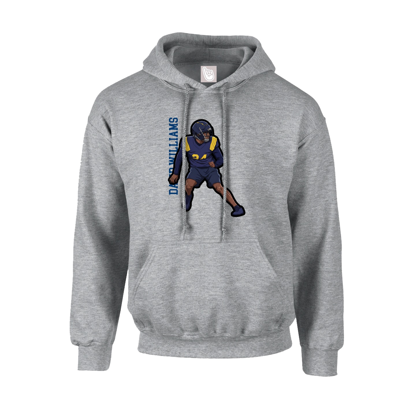 Youth Hoodie — Name Vertical in Grey
