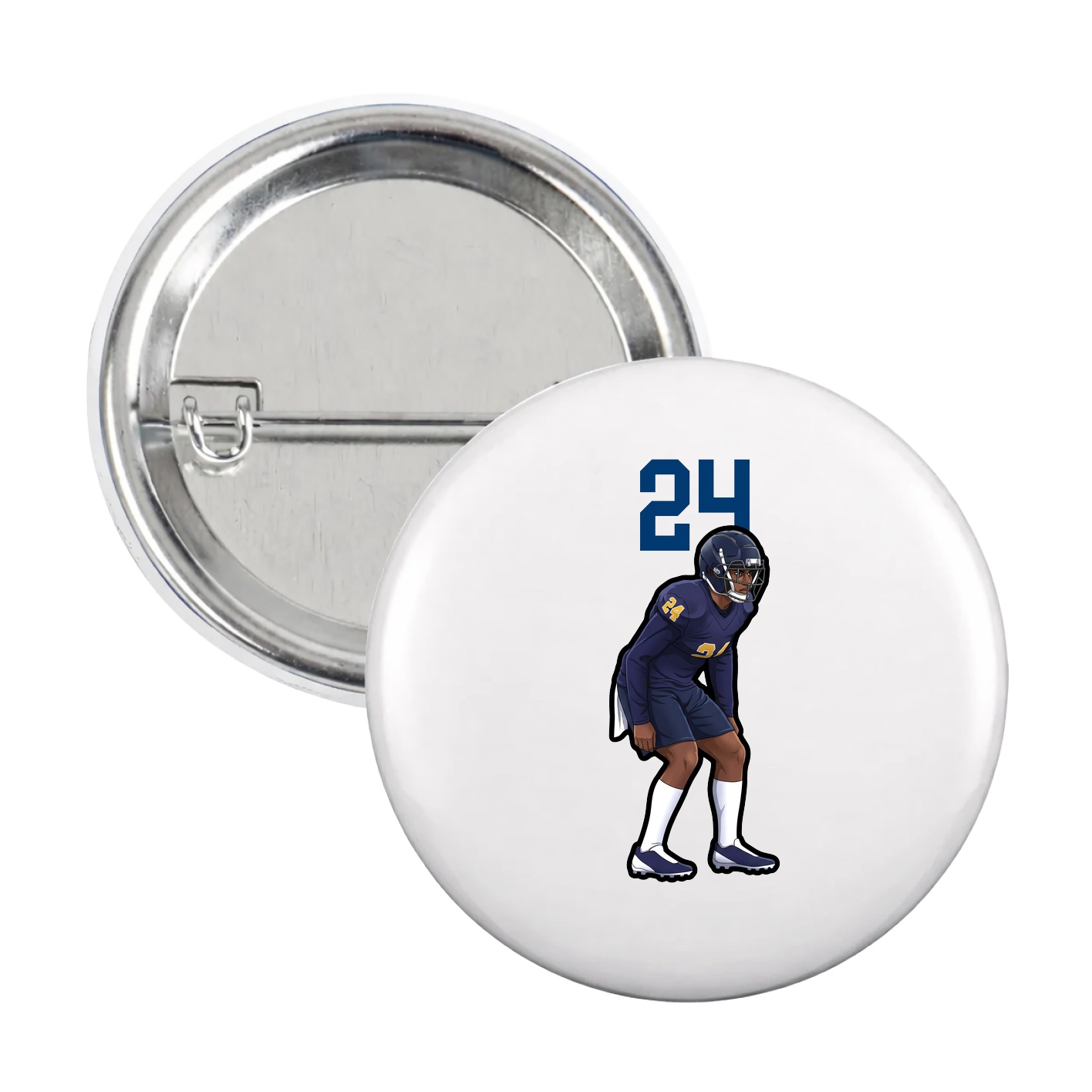 Game Day Button — Number Top in White