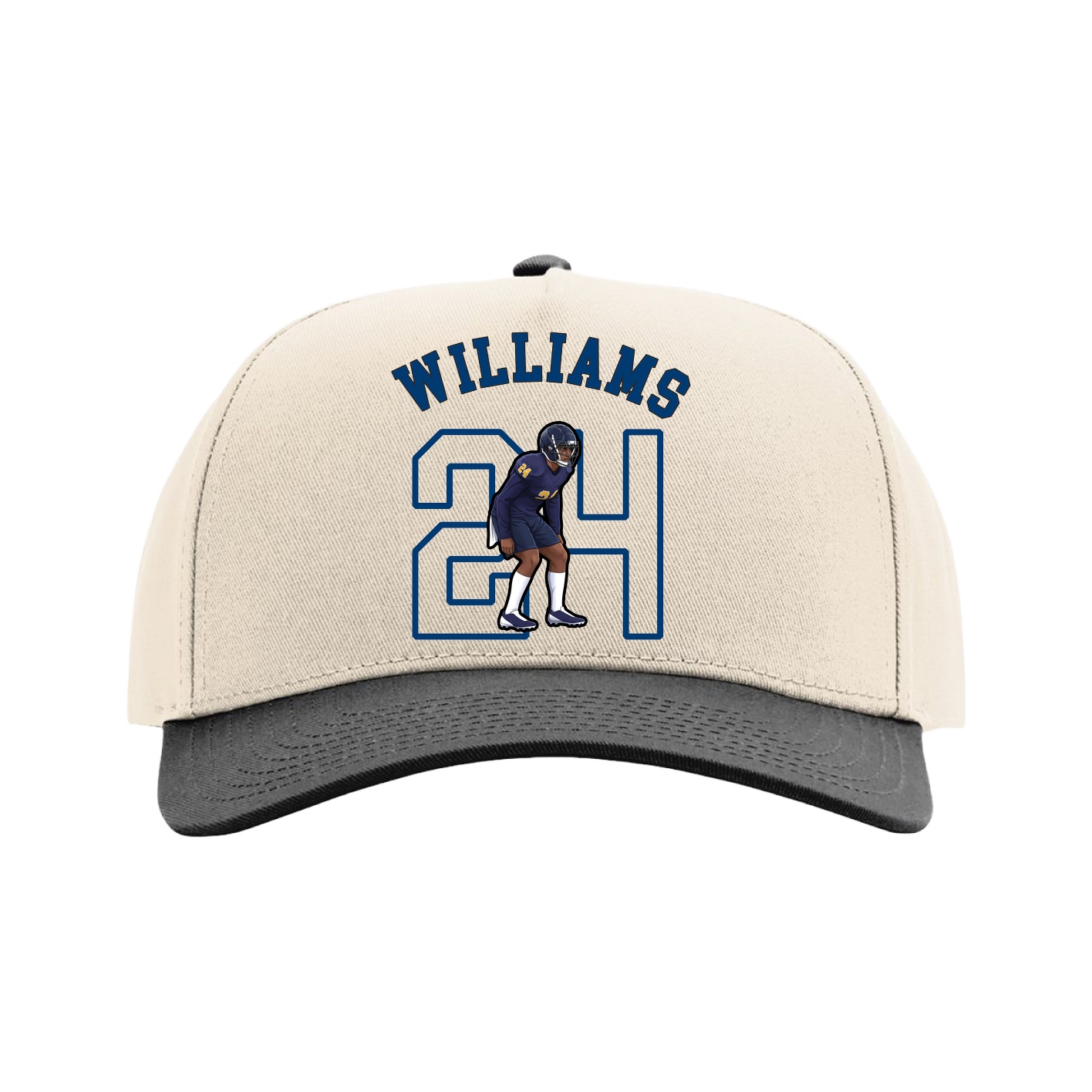 Full Fabric Five-Panel Champ Cap — Shirsey Arch in Cream/Black