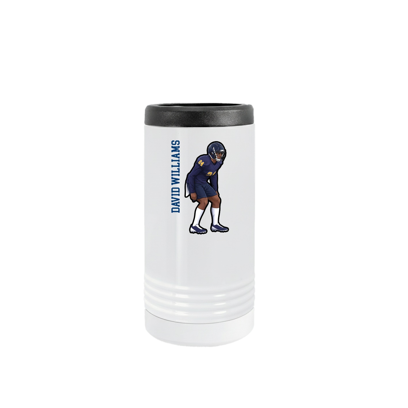 Slim Beverage Holder — Name Vertical in White