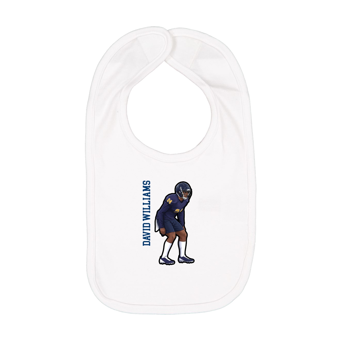 Infant Bib — Name Vertical in White